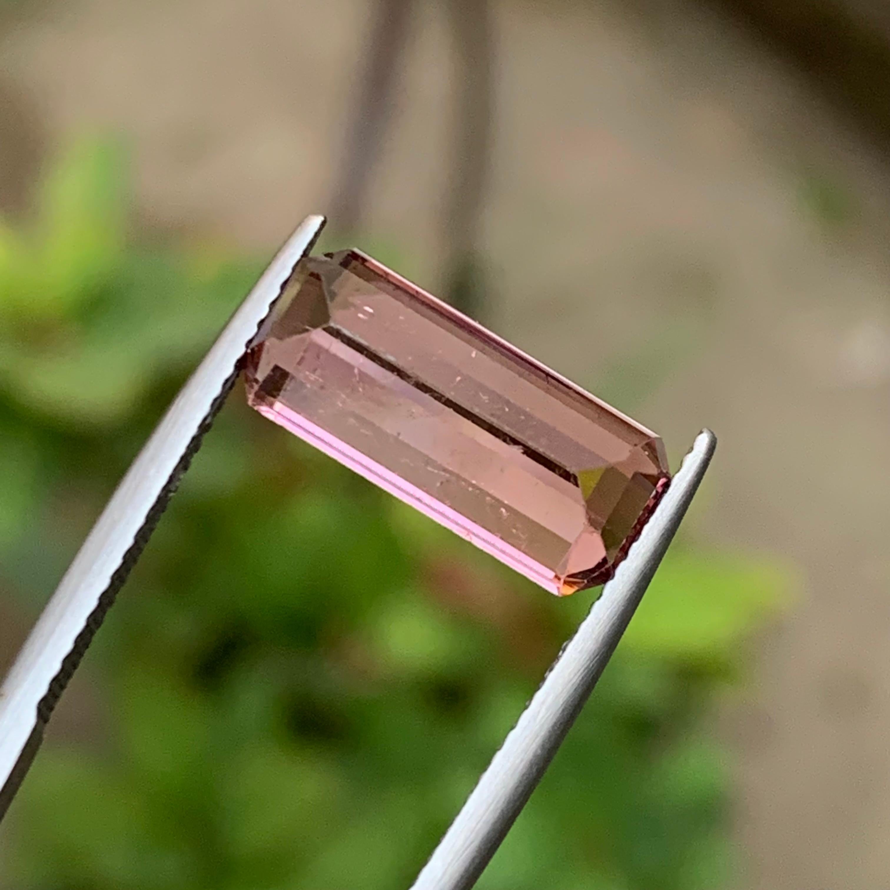 Gema turmalina natural rosa melocotón 5,90 ct talla esmeralda  Anillo Colgante Joya en venta 5