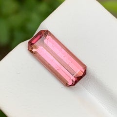 Peachy Pink Natural Tourmaline Gemstone 5.90 Ct Emerald Cut  Ring Pendant Jewel