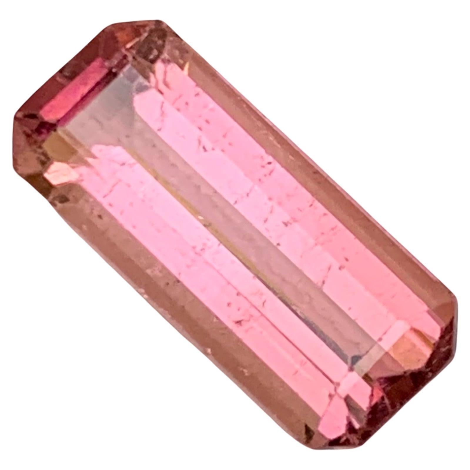 Peachy Pink Natural Tourmaline Gemstone 5.90 Ct Emerald Cut  Ring Pendant Jewel