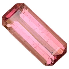 Pierre précieuse tourmaline naturelle rose pêche de 5,90 carats, taille émeraude  Bague Pendentif Jewell