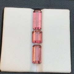 Peachy Pink Natural Tourmaline Loose Gemstones Lot 4.95 Ct Emerald Cut-Jewelry