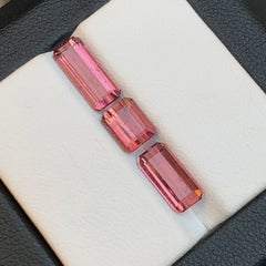 Peachy Pink Natural Tourmaline Loose Gemstones Lot 4.95 Ct Emerald Cut-Jewelry