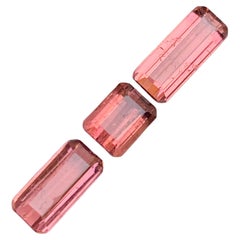 Peachy Pink Natural Tourmaline Loose Gemstones Lot 4.95 Ct Emerald Cut-Jewelry