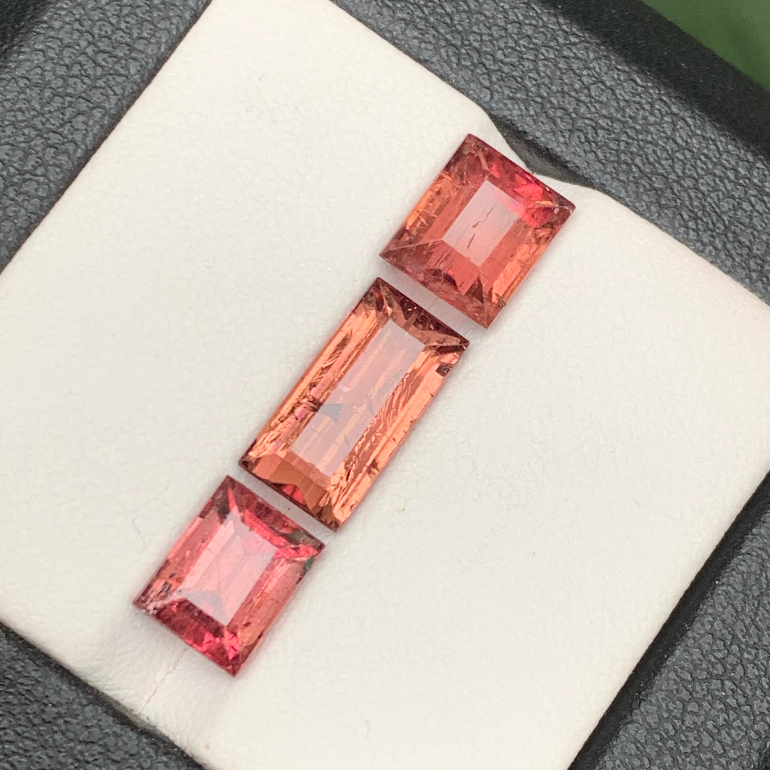Peachy Pink Natural Tourmaline Loose Gemstones Lot 7.05 Ct Baguette Cut-Jewelry For Sale 5