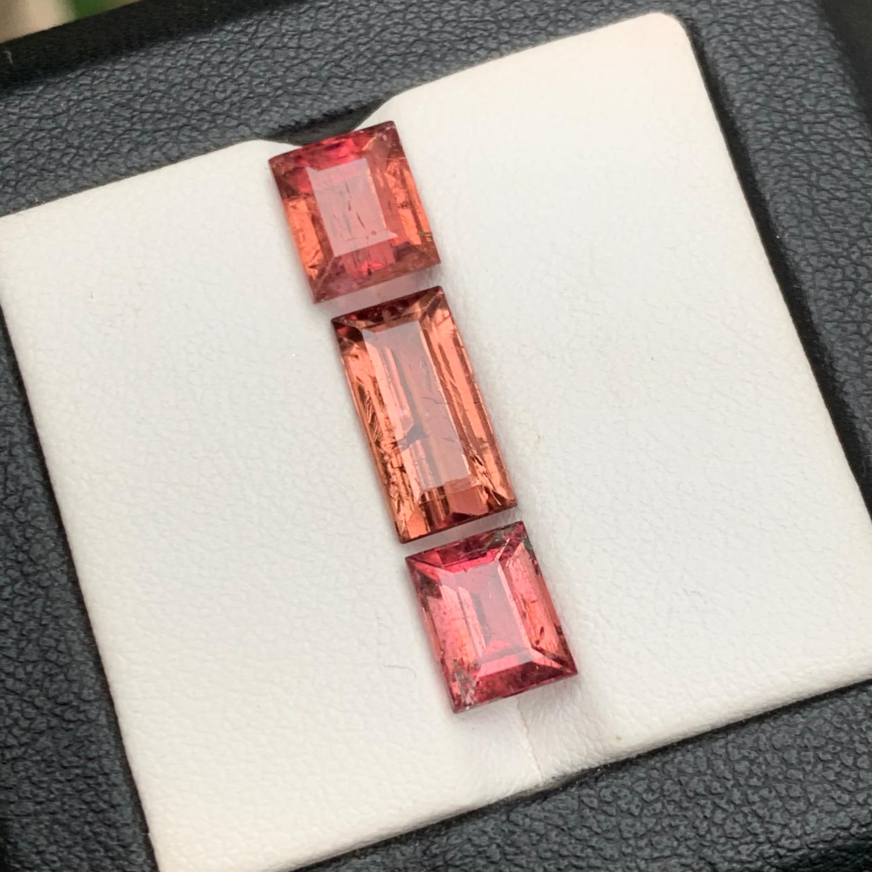 Peachy Pink Natural Tourmaline Loose Gemstones Lot 7.05 Ct Baguette Cut-Jewelry For Sale 6