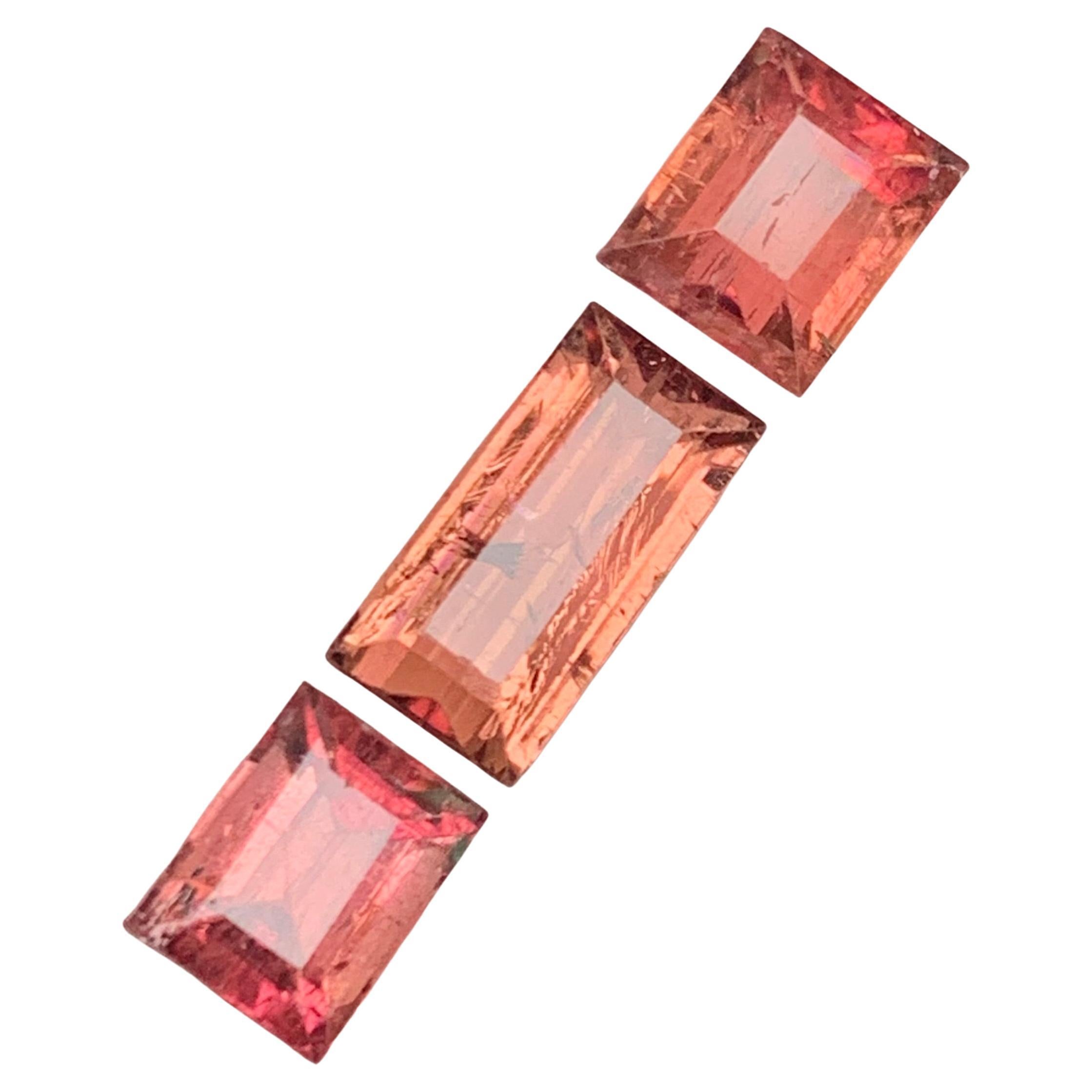 Peachy Pink Natural Tourmaline Loose Gemstones Lot 7.05 Ct Baguette Cut-Jewelry