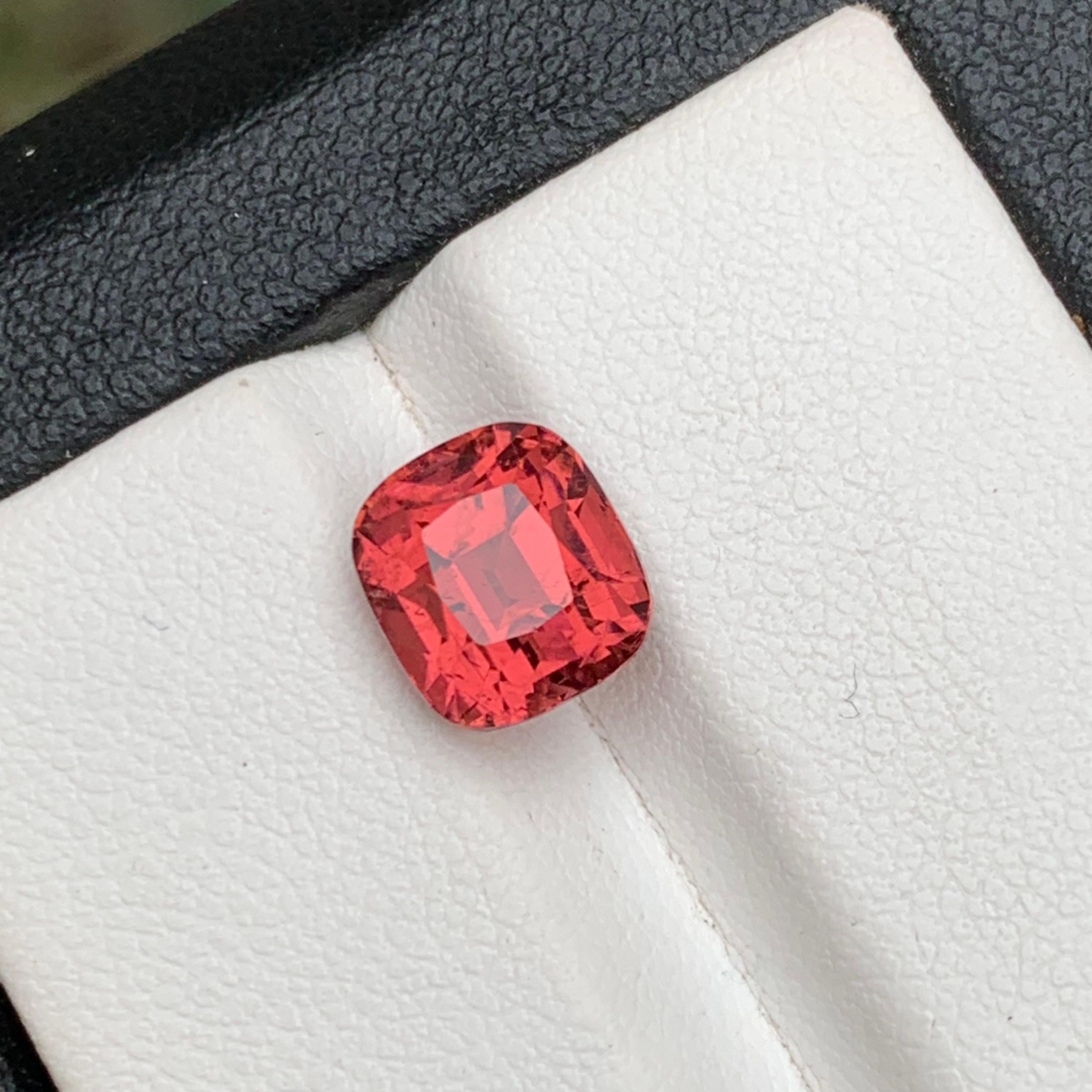 Contemporary Peachy Pink Natural Tourmaline Ring Loose Gemstone 3.30 Ct Cushion Cut-Jewelry For Sale