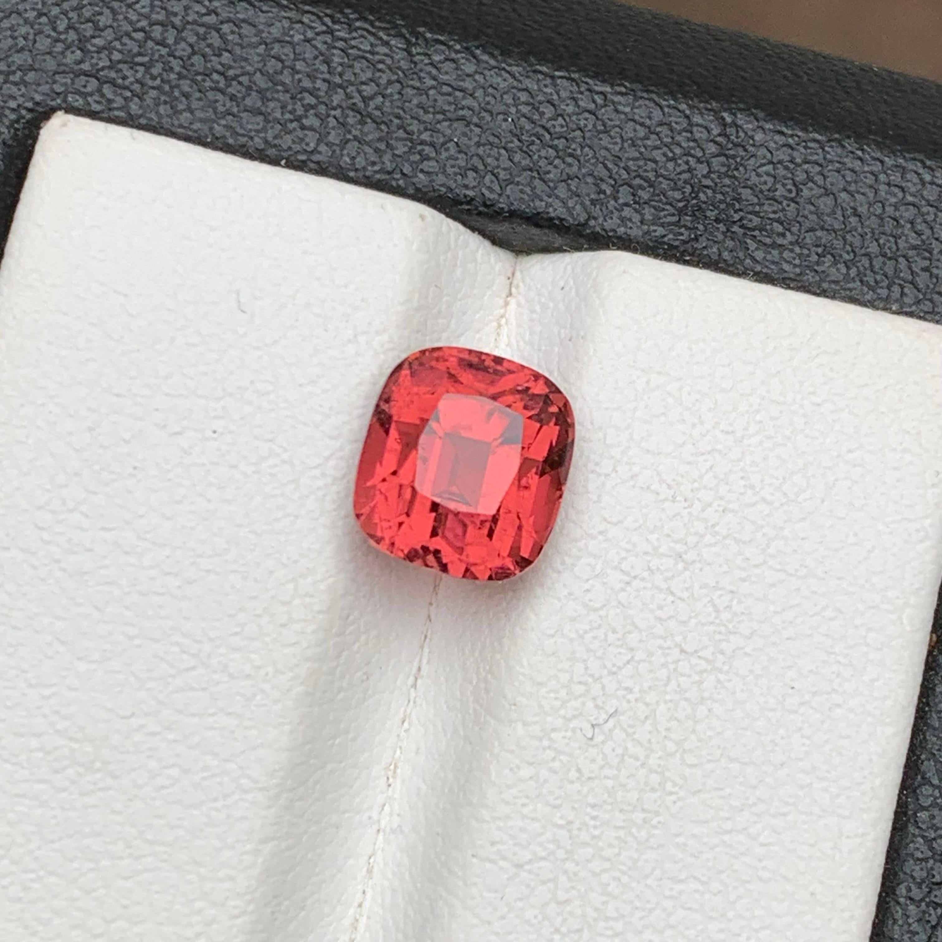 Women's or Men's Peachy Pink Natural Tourmaline Ring Loose Gemstone 3.30 Ct Cushion Cut-Jewelry For Sale