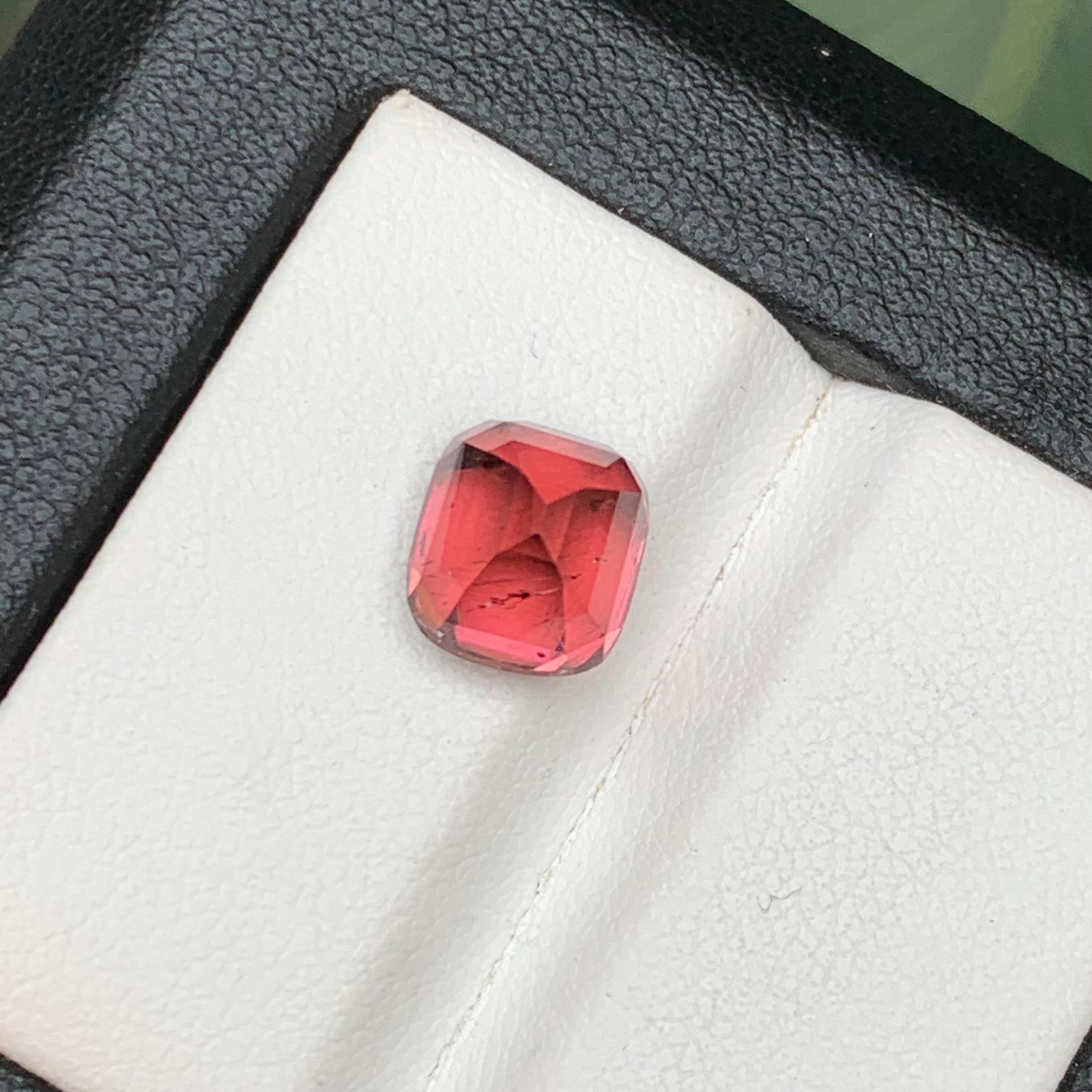 Peachy Pink Natural Tourmaline Ring Loose Gemstone 3.30 Ct Cushion Cut-Jewelry For Sale 1