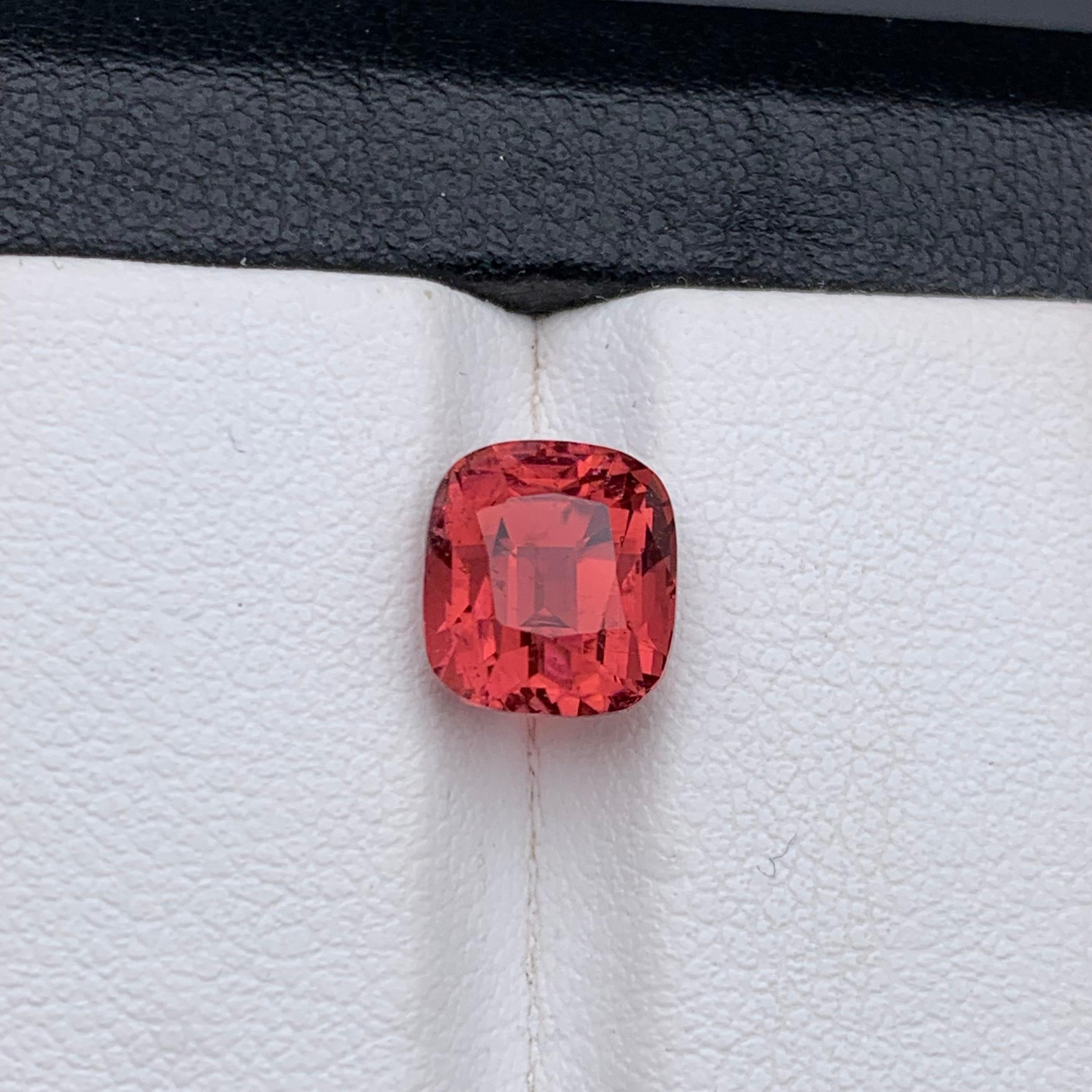 Peachy Pink Natural Tourmaline Ring Loose Gemstone 3.30 Ct Cushion Cut-Jewelry For Sale 2