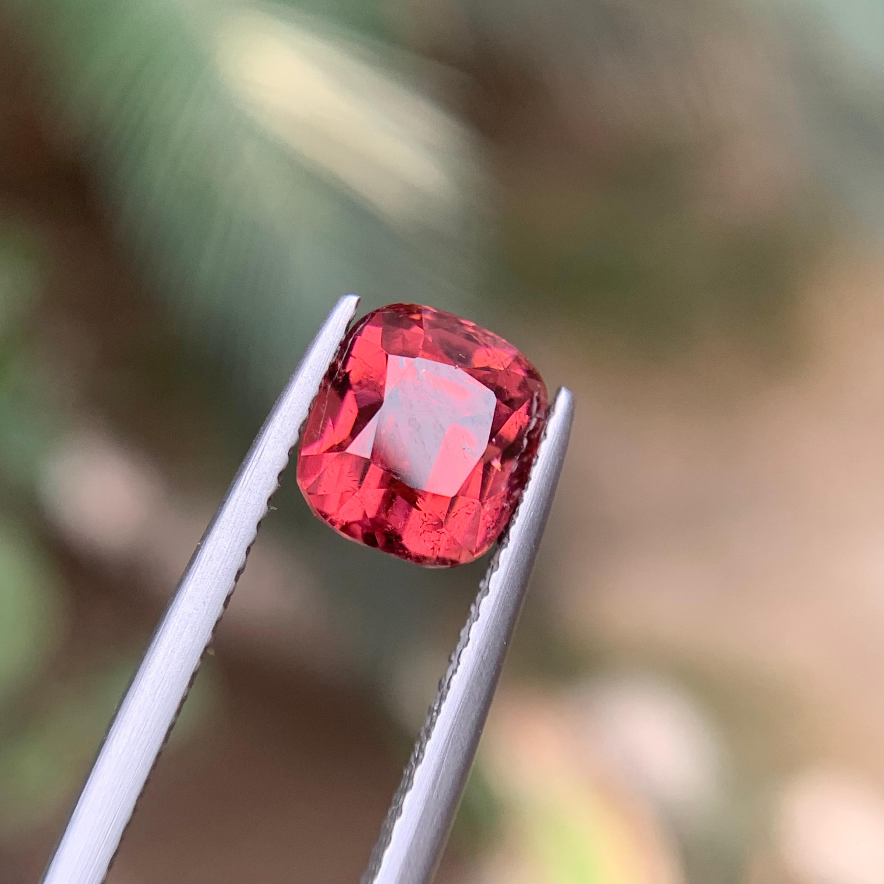 Peachy Pink Natural Tourmaline Ring Loose Gemstone 3.30 Ct Cushion Cut-Jewelry For Sale 3
