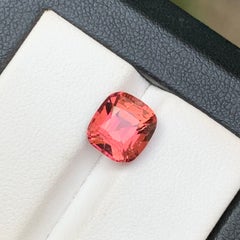 Peachy Pink Natural Tourmaline Ring Loose Gemstone 3.40 Ct Cushion Cut-Jewelry
