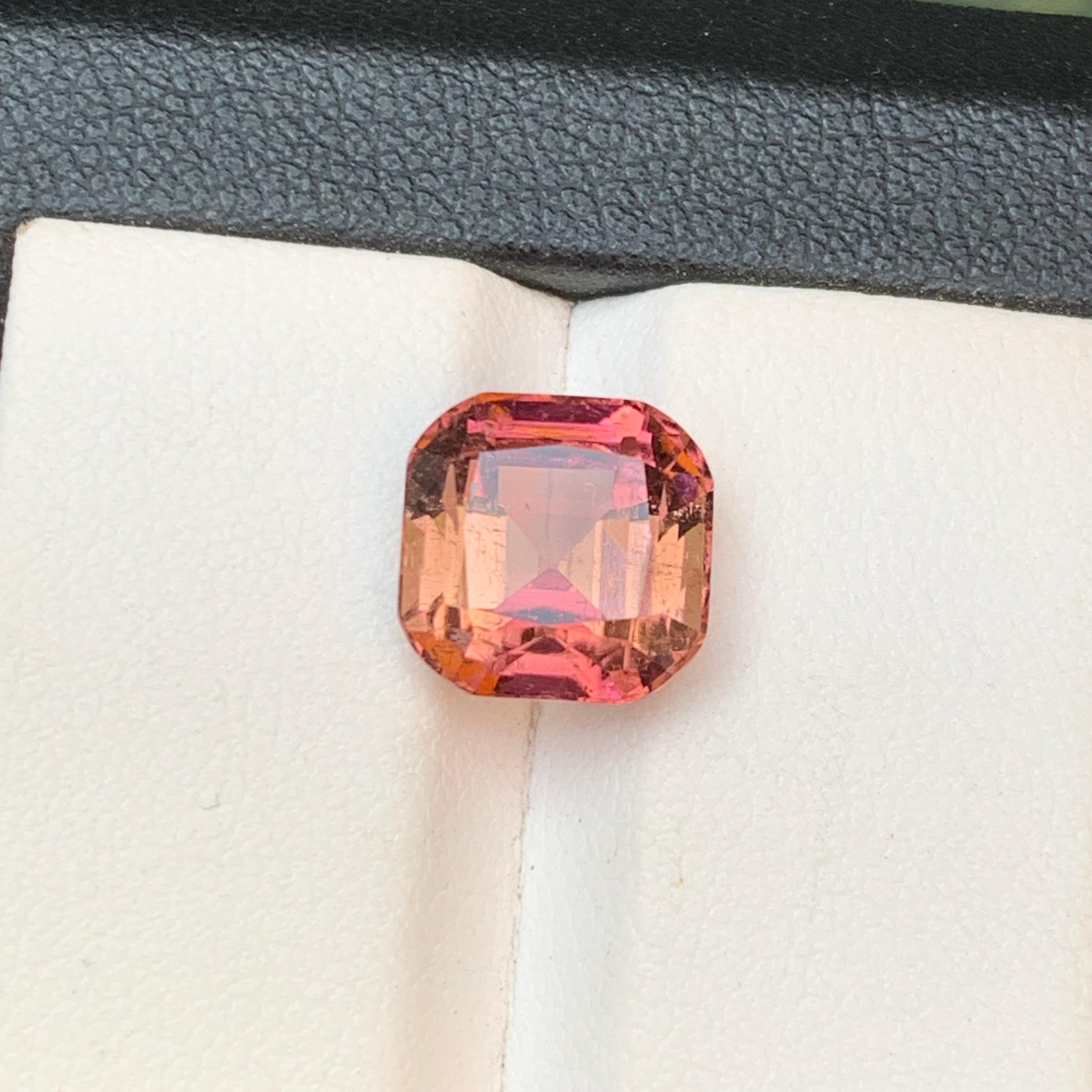 Peachy Pink Natural Tourmaline Ring Loose Gemstone 4.70 Ct Cushion Cut-Jewelry For Sale 6