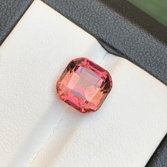 Peachy Pink Natural Tourmaline Ring Loose Gemstone 4.70 Ct Cushion Cut-Jewelry