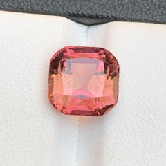 Peachy Pink Natural Tourmaline Ring Loose Gemstone 4.70 Ct Cushion Cut-Jewelry