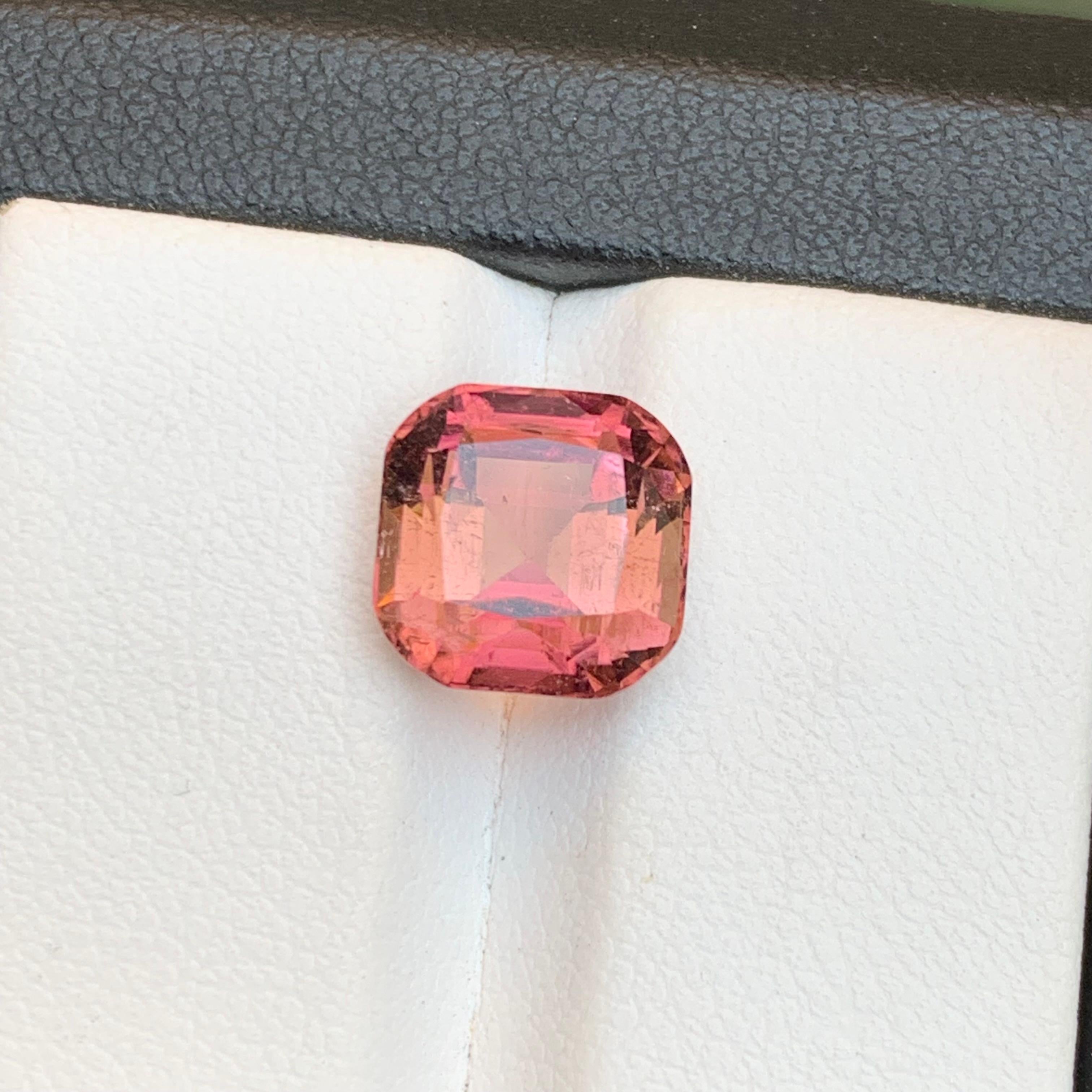 Peachy Pink Natural Tourmaline Ring Loose Gemstone 4.70 Ct Cushion Cut-Jewelry For Sale 1