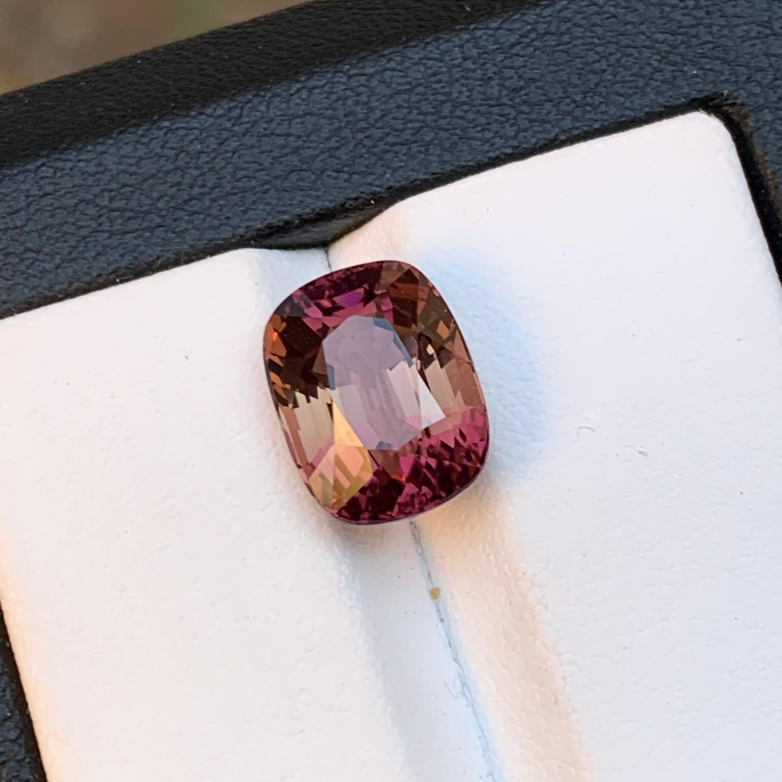 Peachy Pink Natural Tourmaline Ring Loose Gemstone 5.25 Ct Cushion Cut-Jewelry For Sale 5