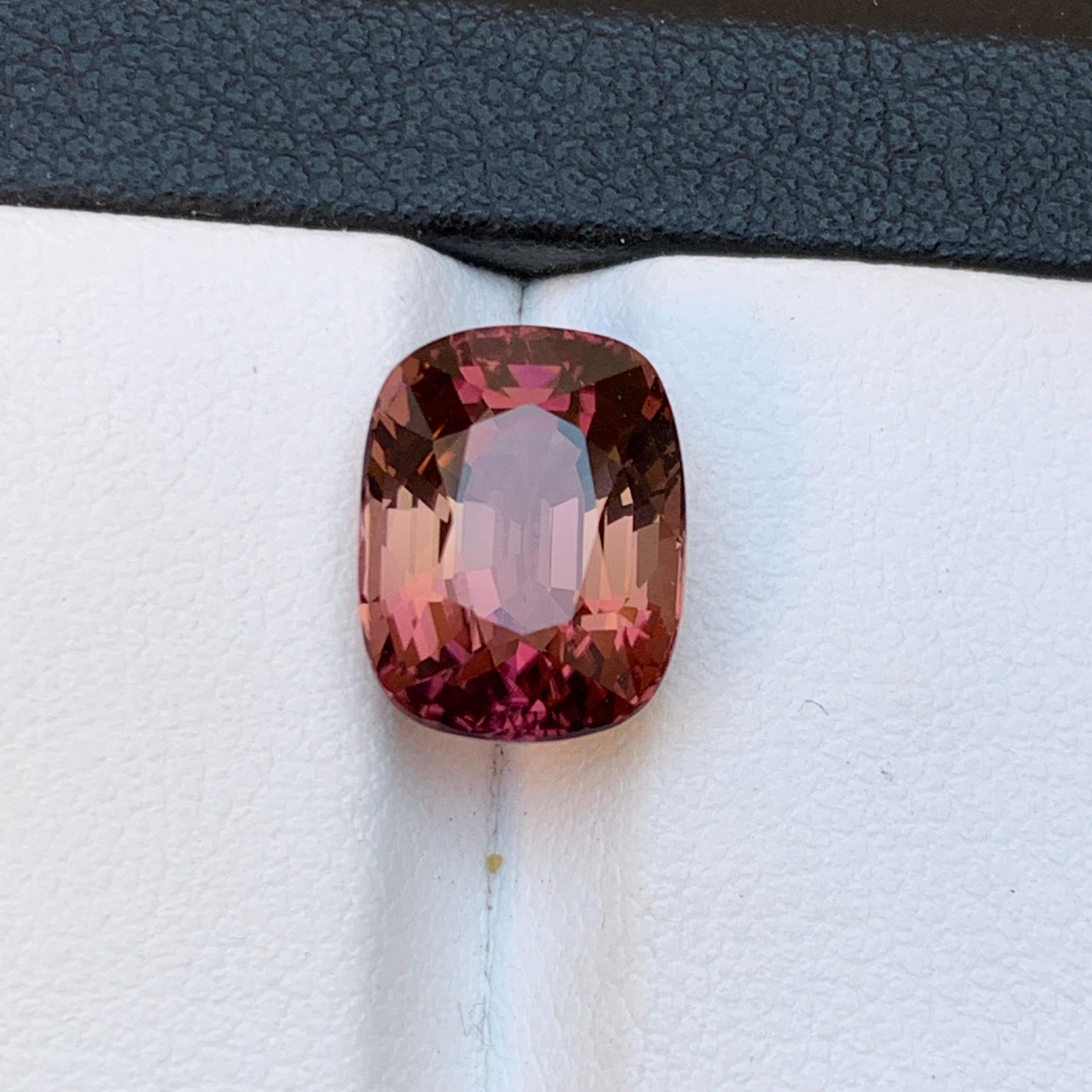 Peachy Pink Natural Tourmaline Ring Loose Gemstone 5.25 Ct Cushion Cut-Jewelry For Sale 8