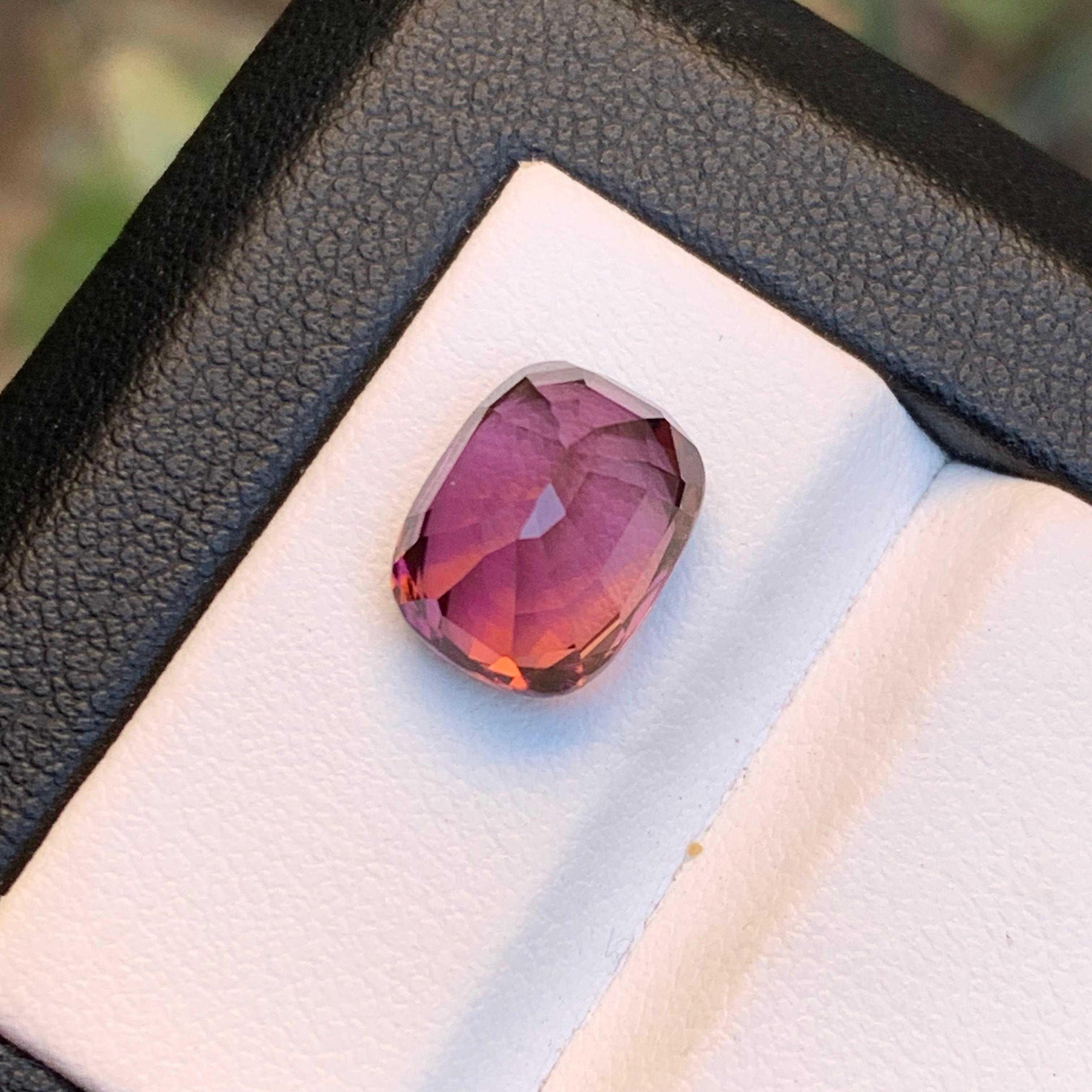 Women's or Men's Peachy Pink Natural Tourmaline Ring Loose Gemstone 5.25 Ct Cushion Cut-Jewelry For Sale