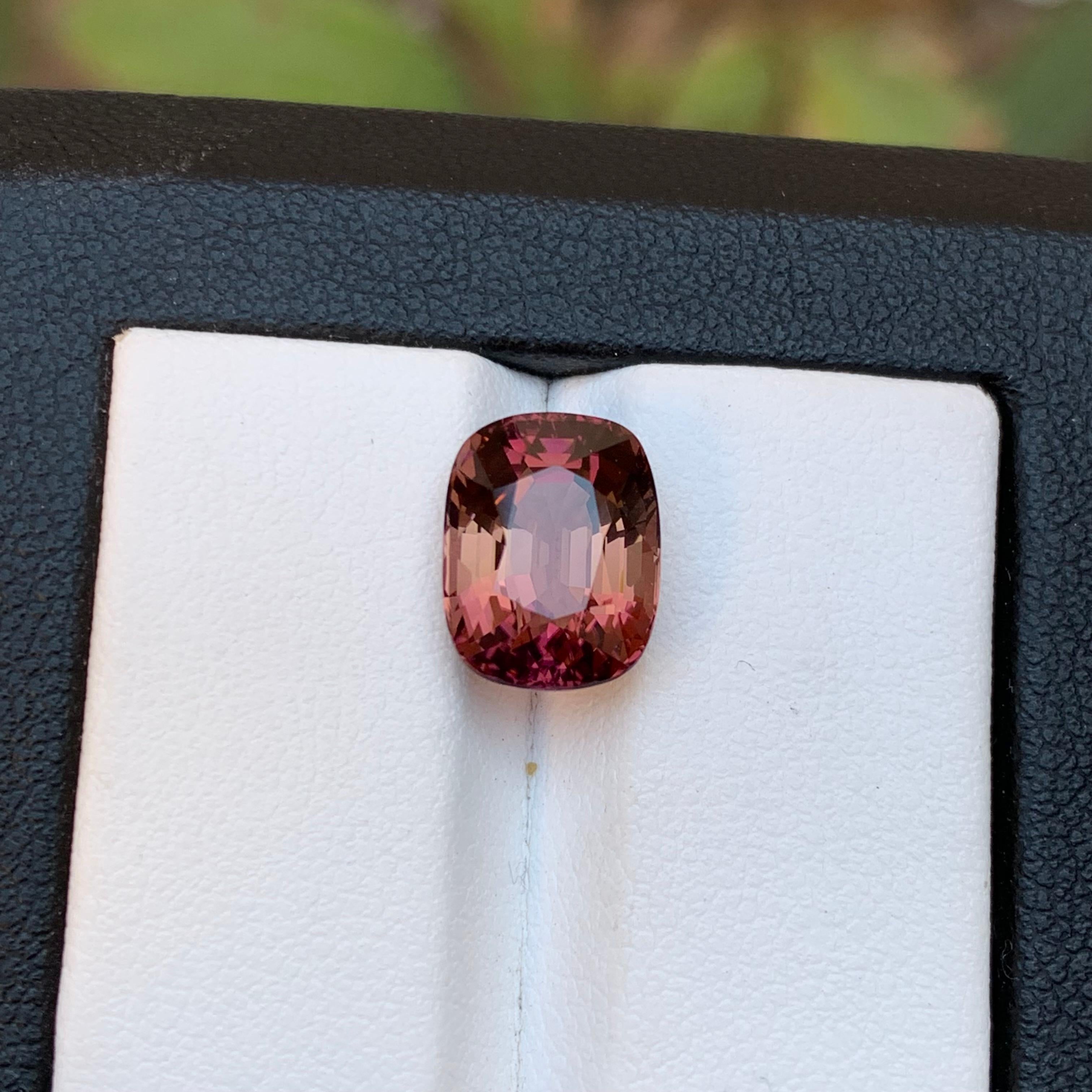 Peachy Pink Natural Tourmaline Ring Loose Gemstone 5.25 Ct Cushion Cut-Jewelry For Sale 1