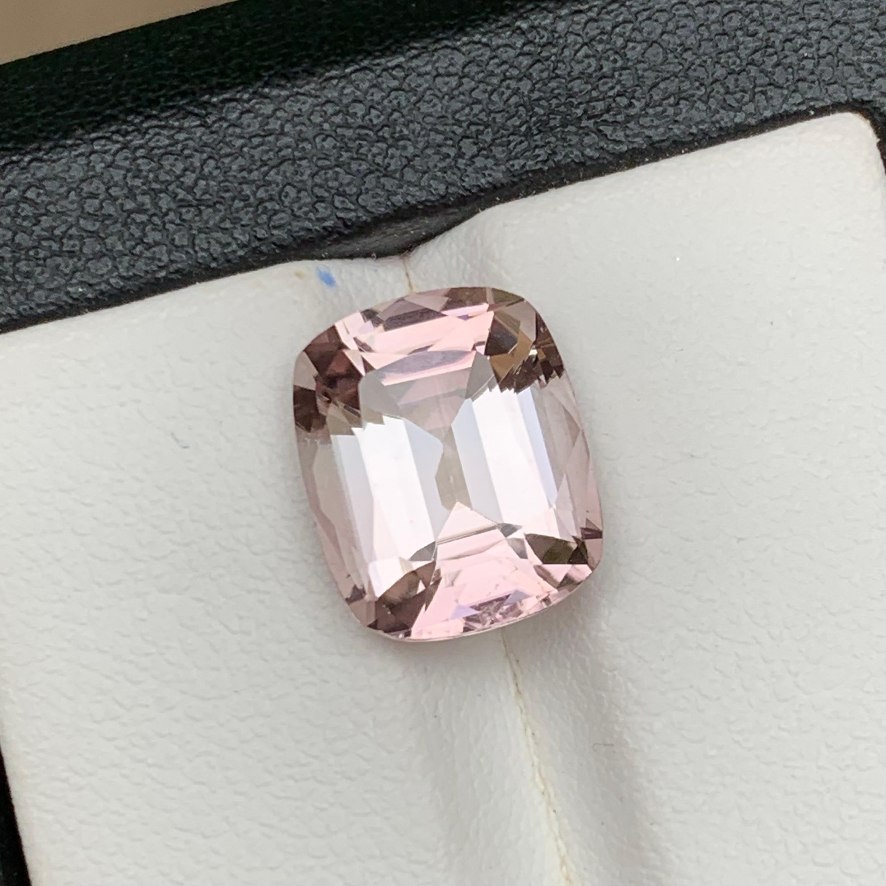 Peachy Pink Natural Tourmaline Ring Loose Gemstone 5.65 Ct Cushion Cut-Jewelry For Sale 5