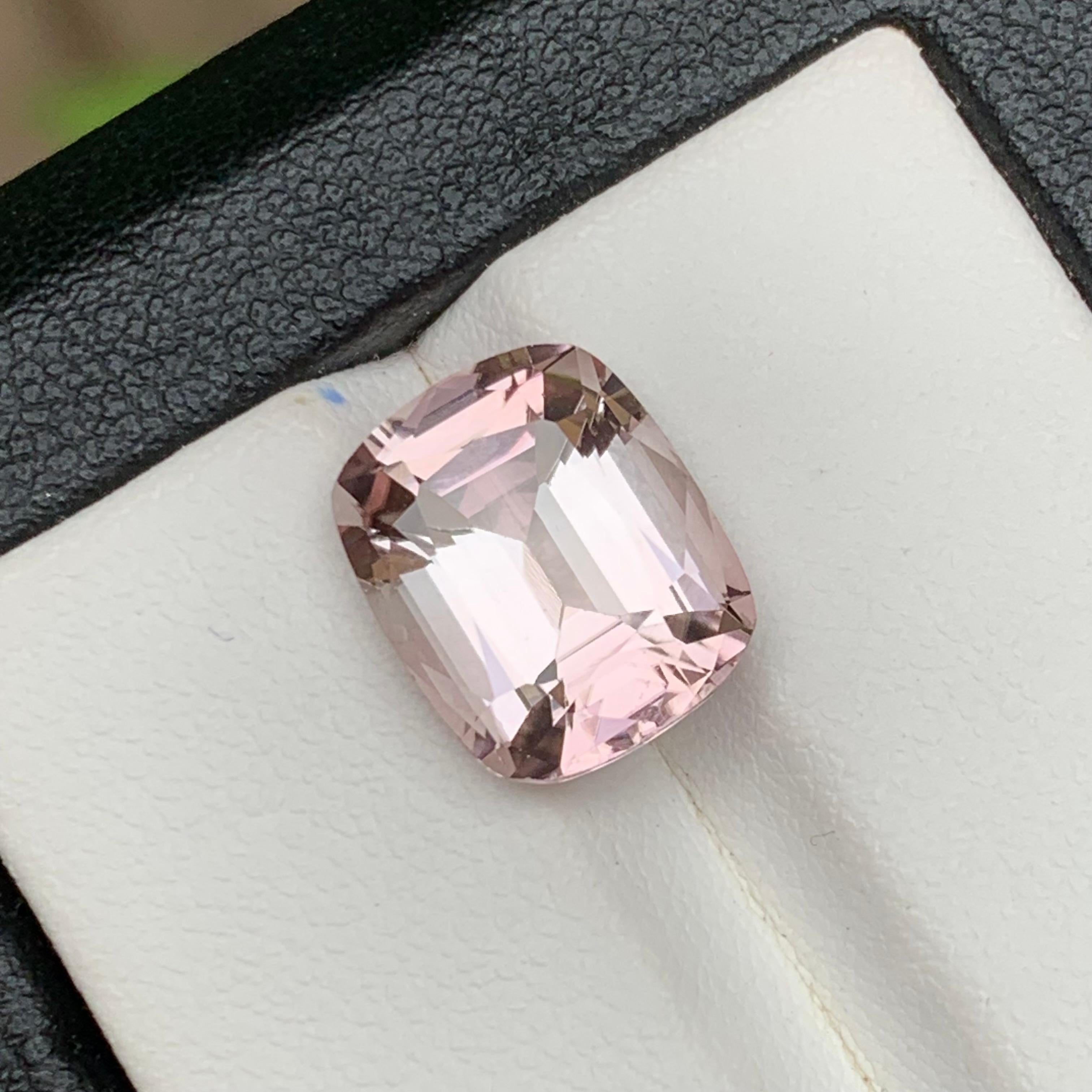 Peachy Pink Natural Tourmaline Ring Loose Gemstone 5.65 Ct Cushion Cut-Jewelry For Sale 9