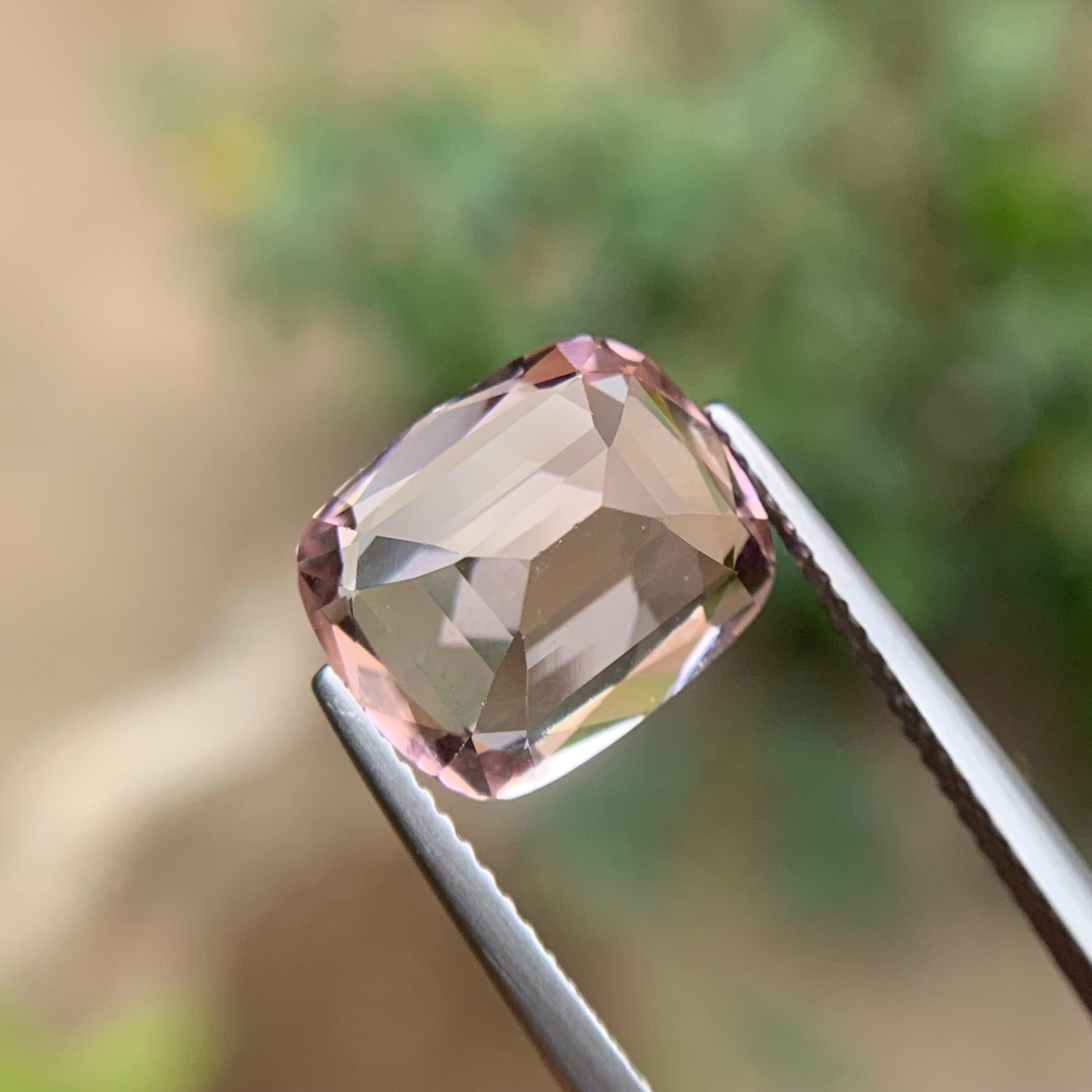 Peachy Pink Natural Tourmaline Ring Loose Gemstone 5.65 Ct Cushion Cut-Jewelry For Sale 1
