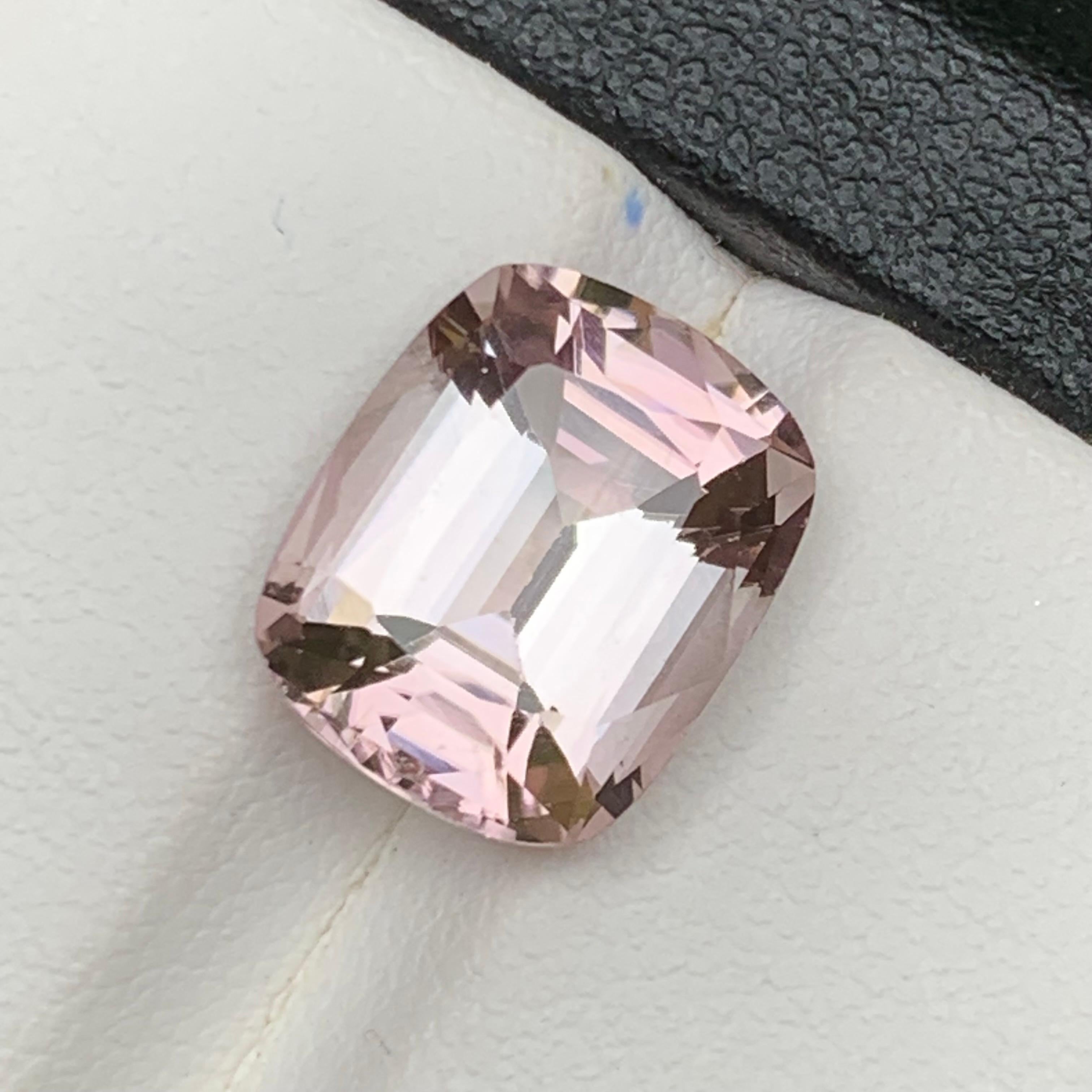 Peachy Pink Natural Tourmaline Ring Loose Gemstone 5.65 Ct Cushion Cut-Jewelry For Sale 2