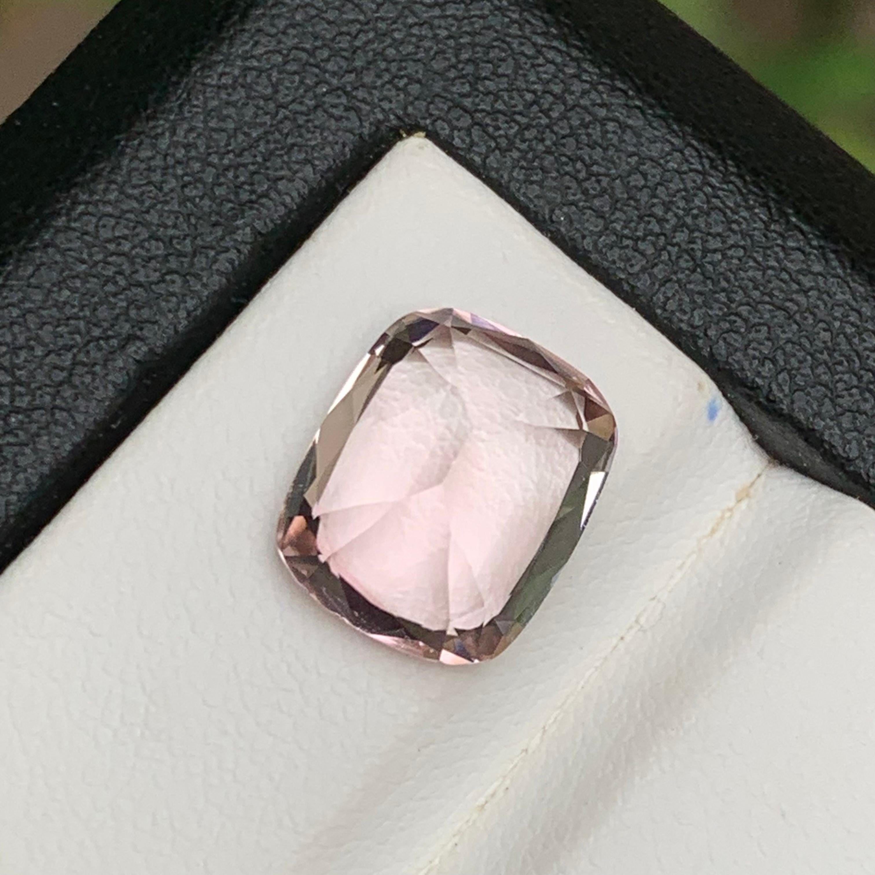 Peachy Pink Natural Tourmaline Ring Loose Gemstone 5.65 Ct Cushion Cut-Jewelry For Sale 3