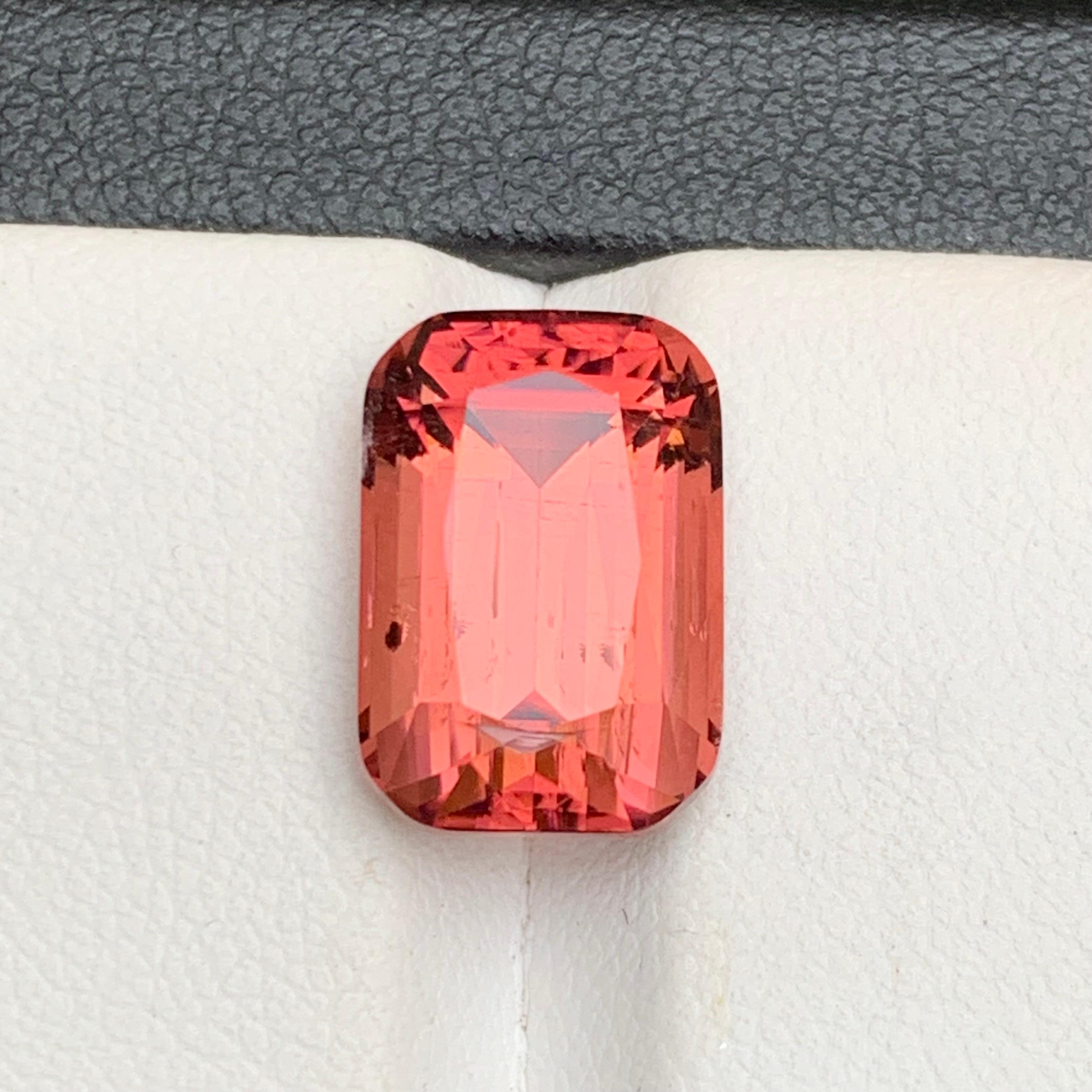 Bague en tourmaline naturelle rose pêche, pierre précieuse non sertie, taille coussin 7,05 carats en vente 6