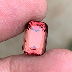 Peachy Pink Natural Tourmaline Ring Loose Gemstone 7.05 Ct Cushion Cut-Jewelry