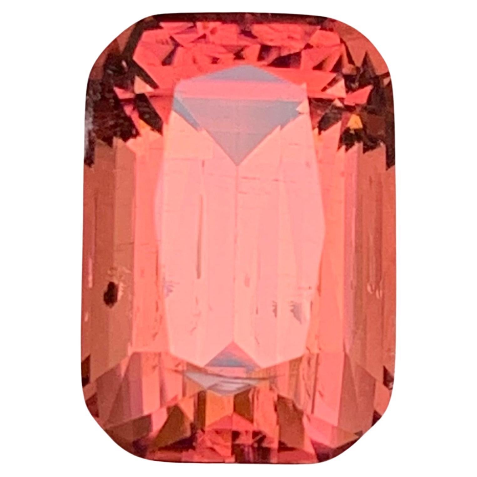 Peachy Pink Natural Tourmaline Ring Loose Gemstone 7.05 Ct Cushion Cut-Jewelry