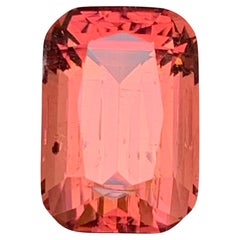 Peachy Pink Natural Tourmaline Ring Loose Gemstone 7.05 Ct Cushion Cut-Jewelry