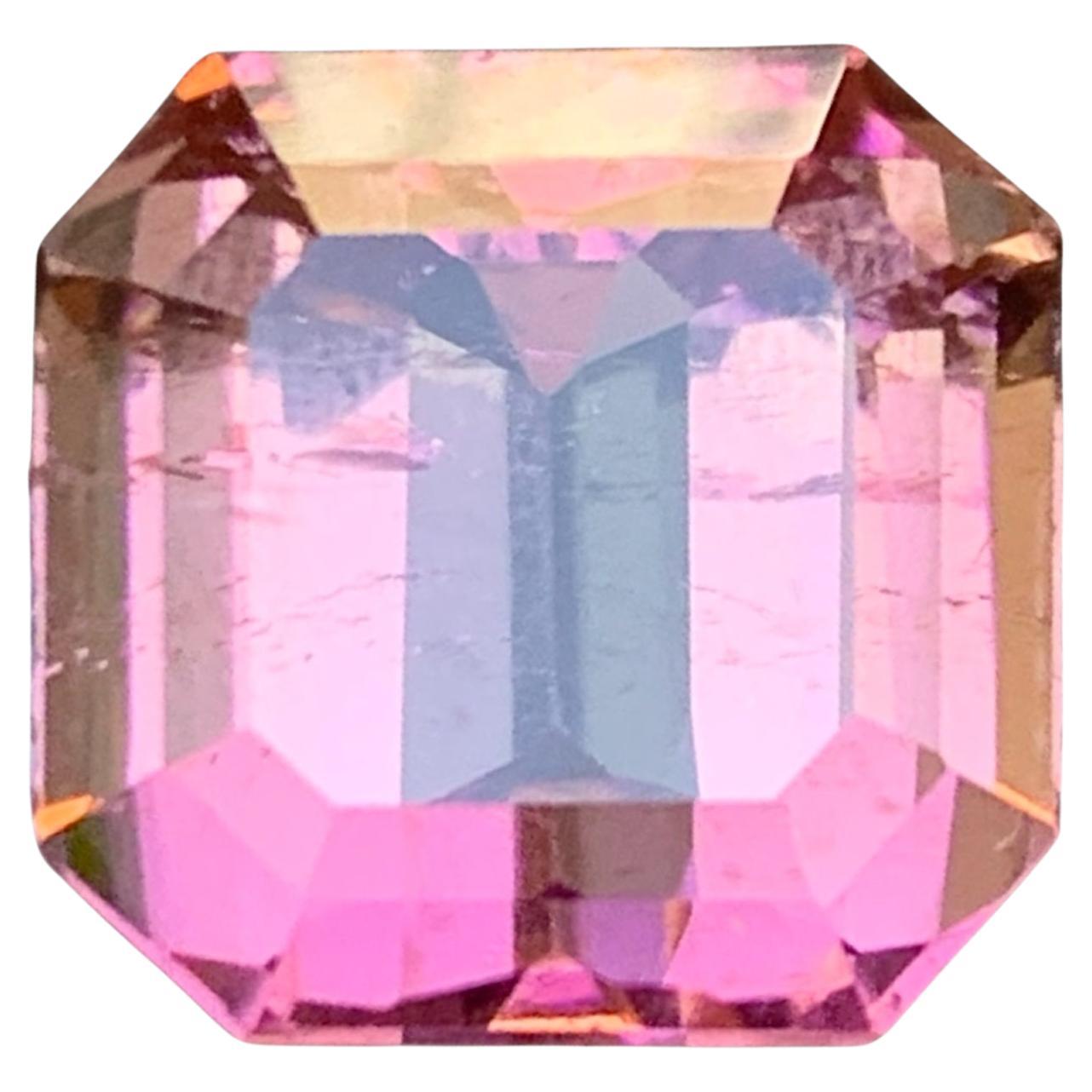 Peachy Pink Natural Tourmaline Ring, Pendant Loose Gemstone 12.20 Ct Emerald Cut