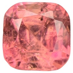 Bague en tourmaline naturelle rose pêche, pendentif pierre précieuse non sertie de 5 carats taille coussin