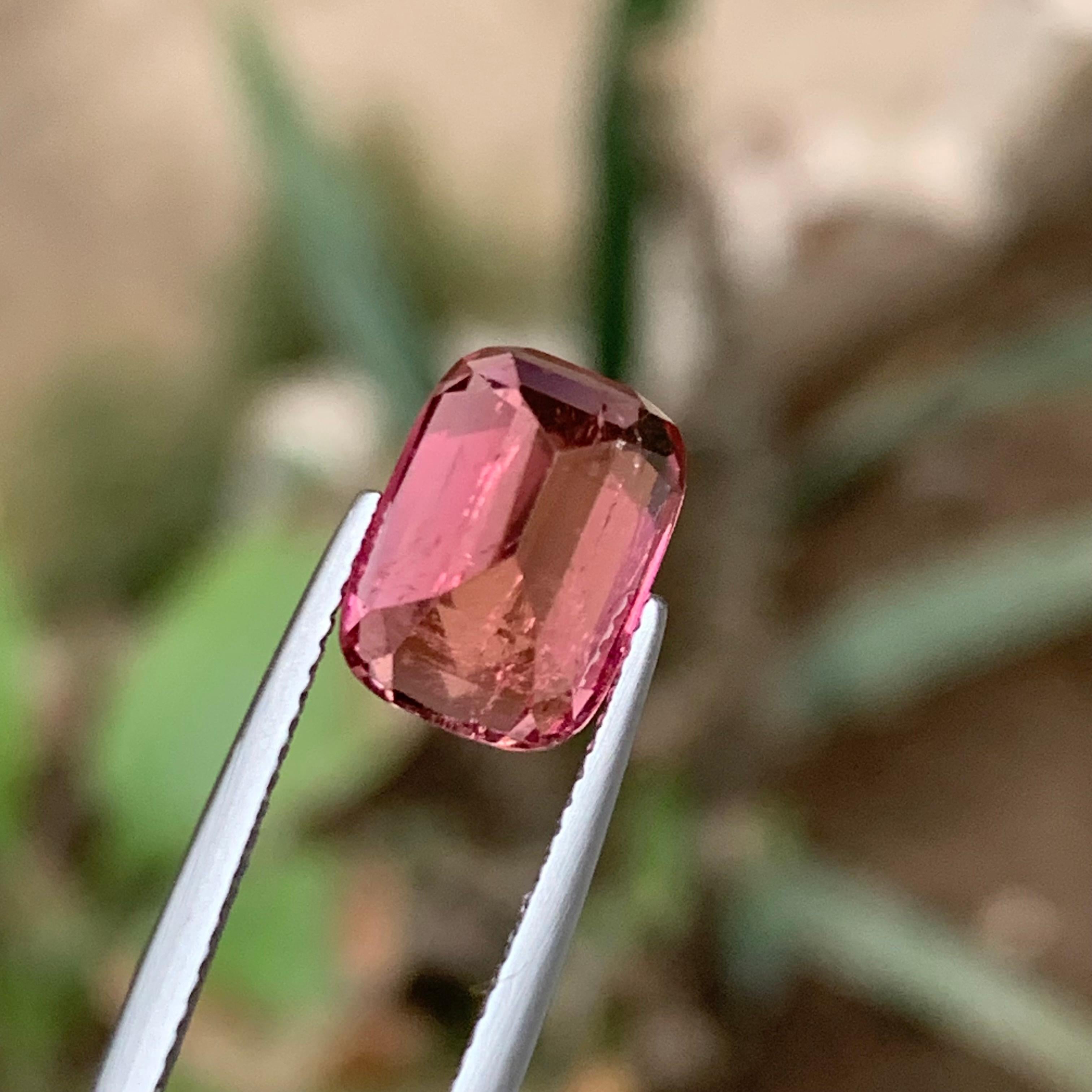 da uomo o donna Anello con tormalina naturale rosa pesca, ciondolo, gemma sciolta 5,25 CT taglio cuscino in vendita