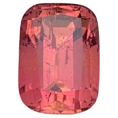 Bague et pendentif en tourmaline naturelle rose pêche, pierre précieuse non sertie de 5,25 carats, taille coussin