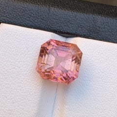 Peachy Pink Natural Tourmaline Ring, Pendant Loose Gemstone 7.05 Ct Asscher Cut