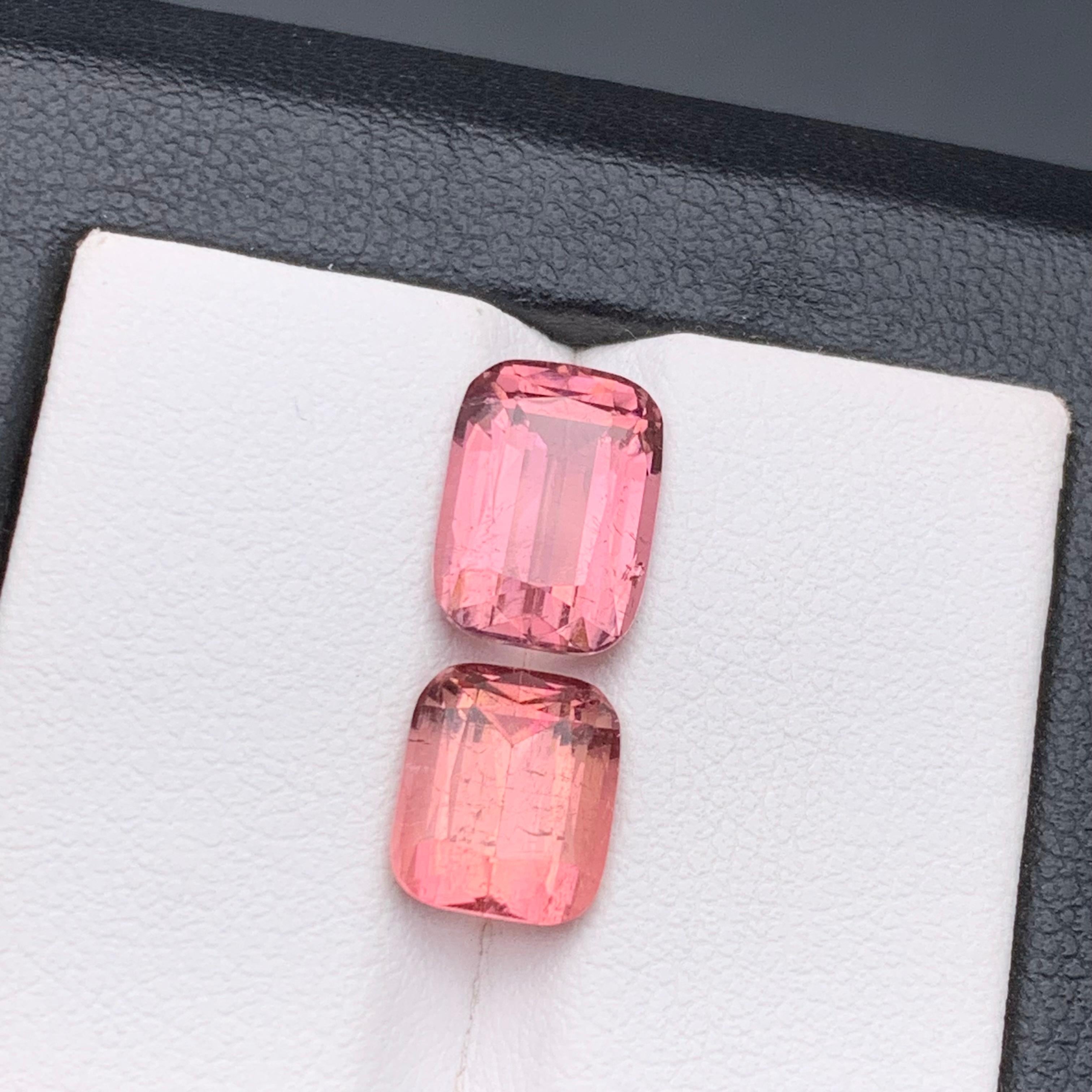 Taglio cuscino Anello con tormalina naturale rosa pesca, ciondolo con gemme sciolte 6,05 carati taglio cuscino in vendita