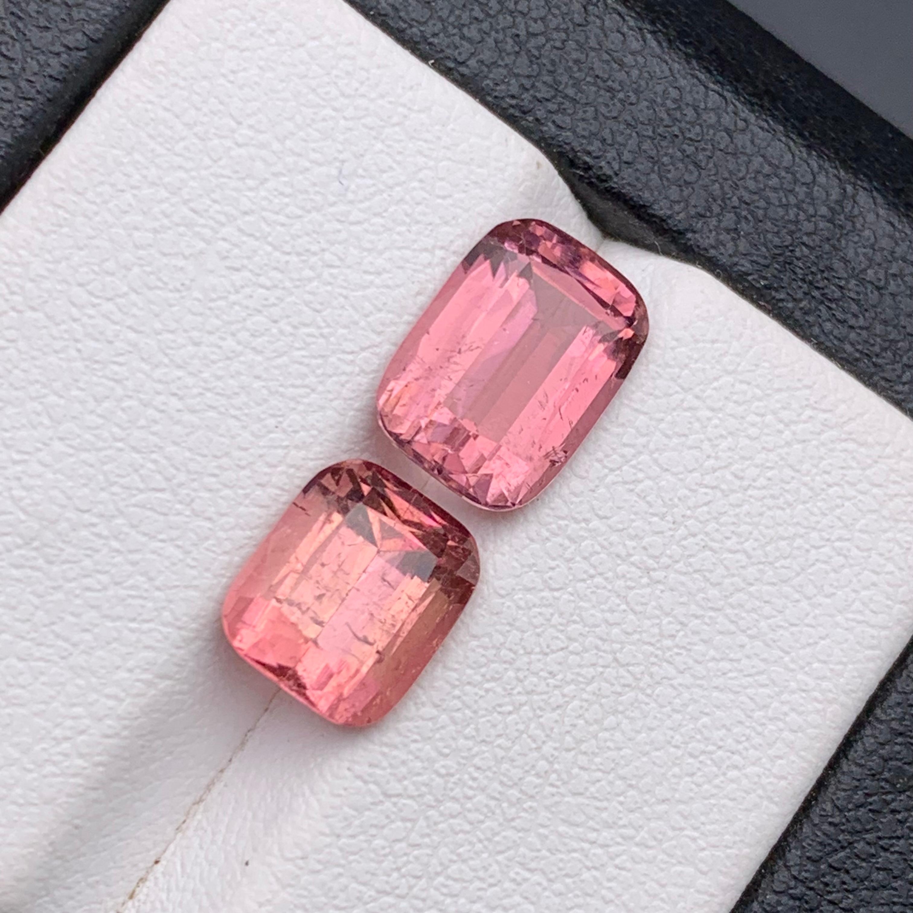da uomo o donna Anello con tormalina naturale rosa pesca, ciondolo con gemme sciolte 6,05 carati taglio cuscino in vendita