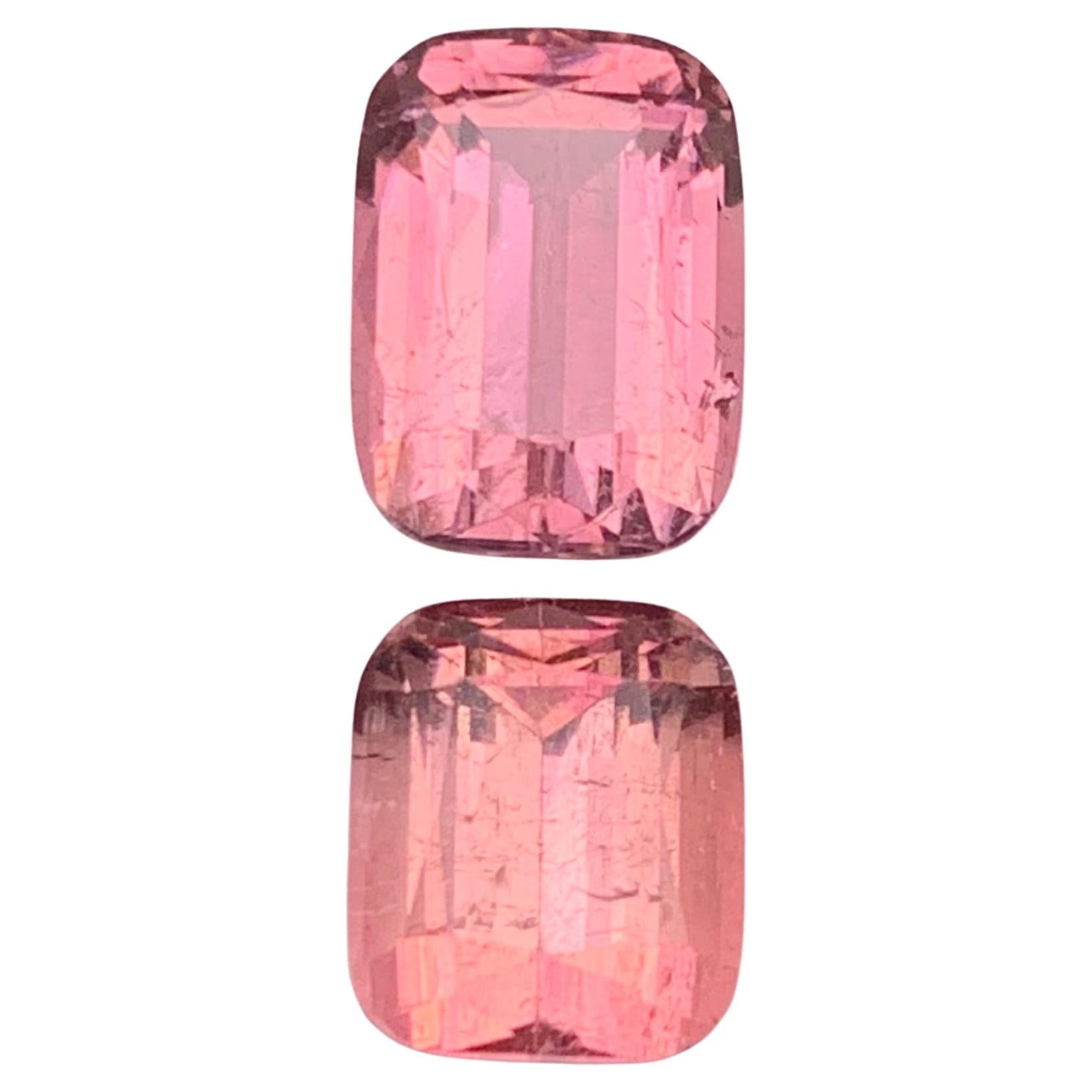 Peachy Pink Natural Tourmaline Ring, Pendant Loose Gemstones 6.05 Ct Cushion Cut