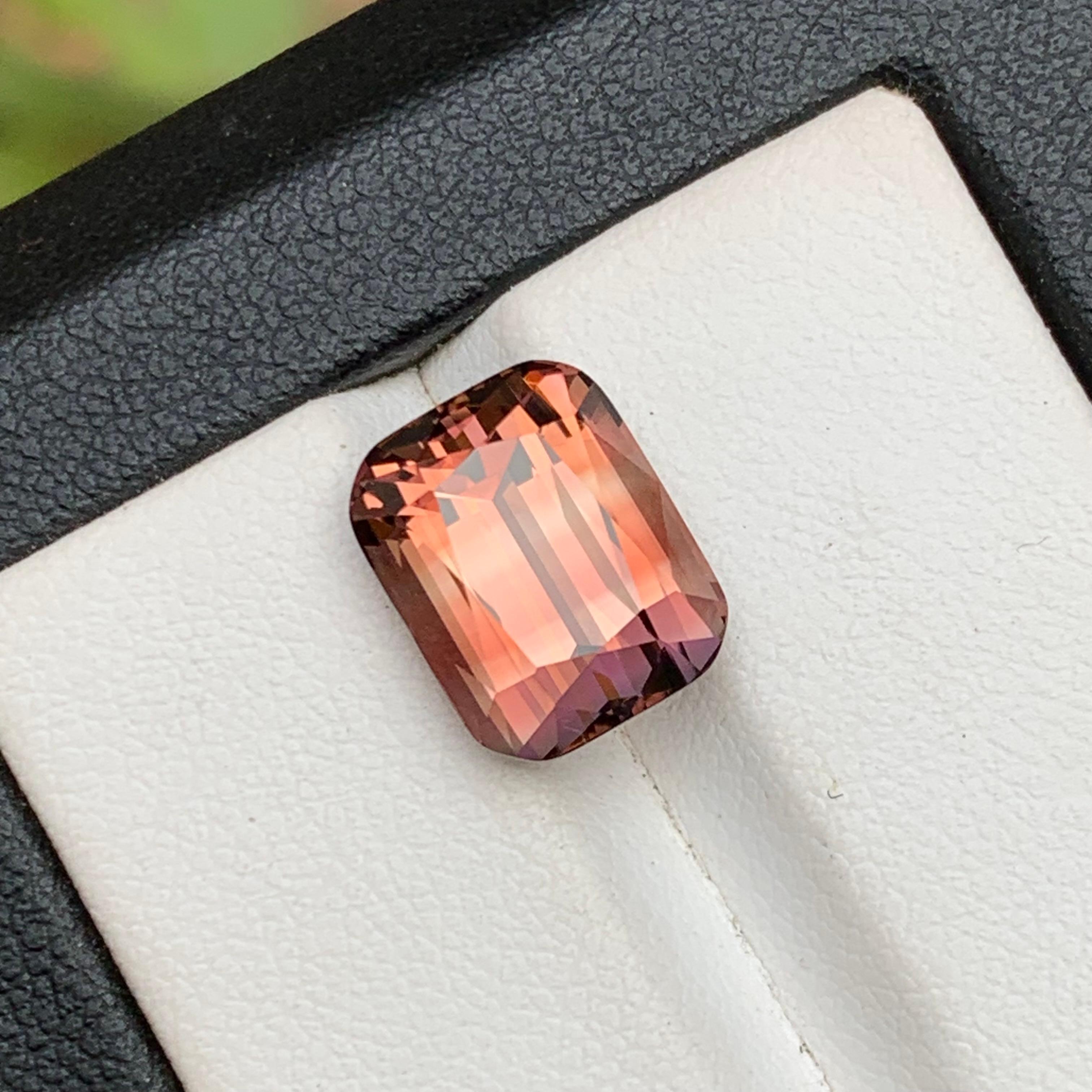 Anillo de turmalina natural rosa melocotón zonada Gema suelta 6,95 quilates talla cojín en venta 5