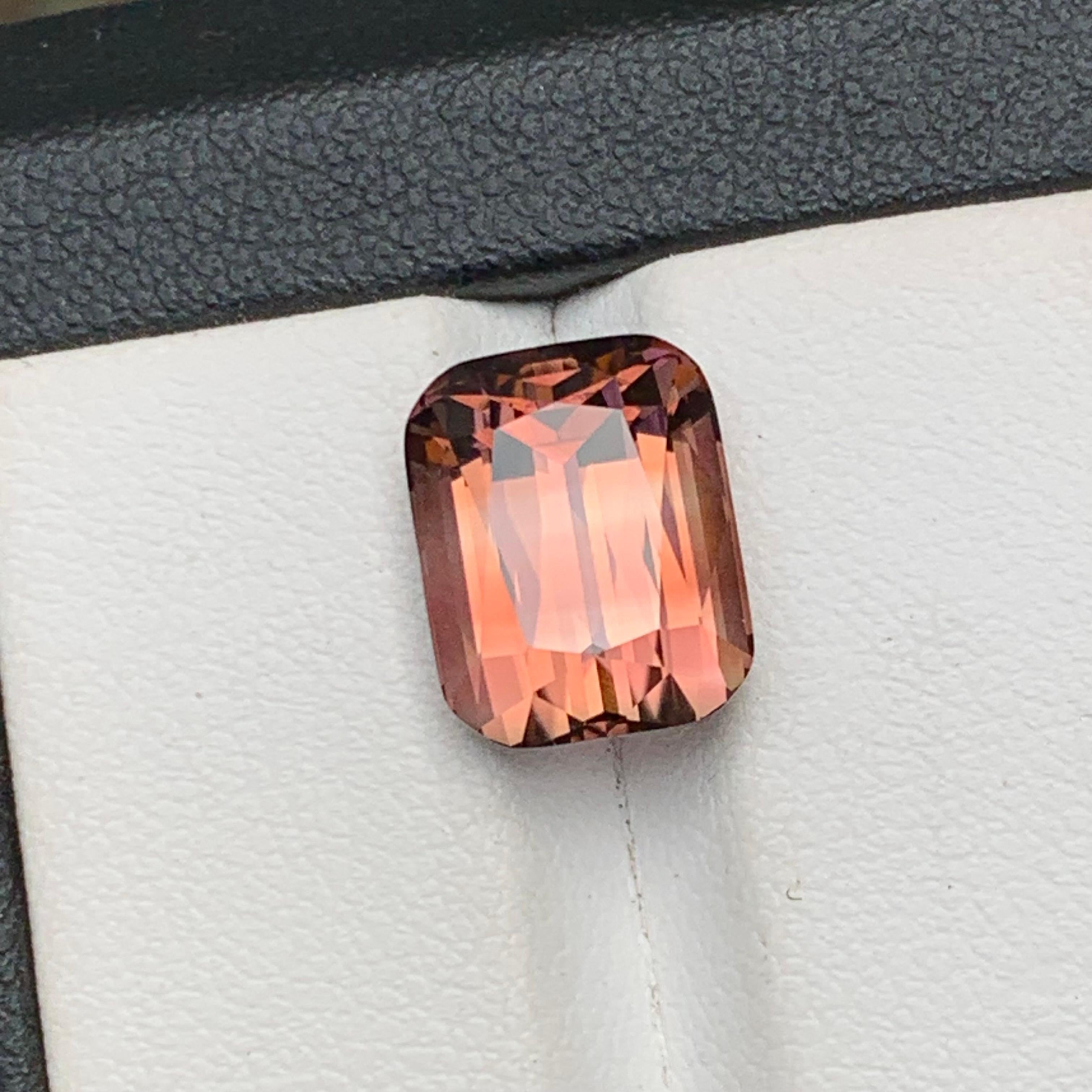 Anillo de turmalina natural rosa melocotón zonada Gema suelta 6,95 quilates talla cojín en venta 6