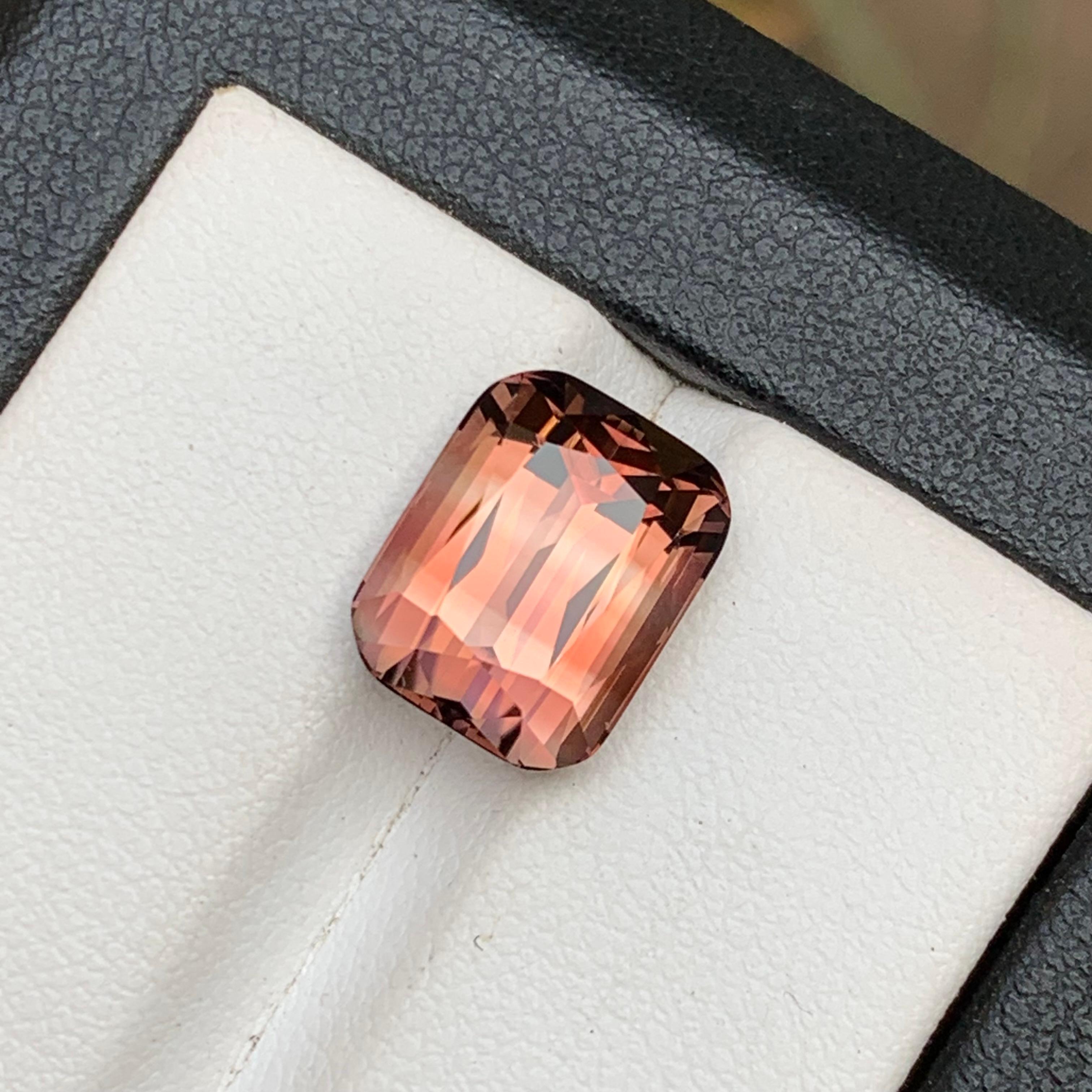 Anillo de turmalina natural rosa melocotón zonada Gema suelta 6,95 quilates talla cojín en venta 3