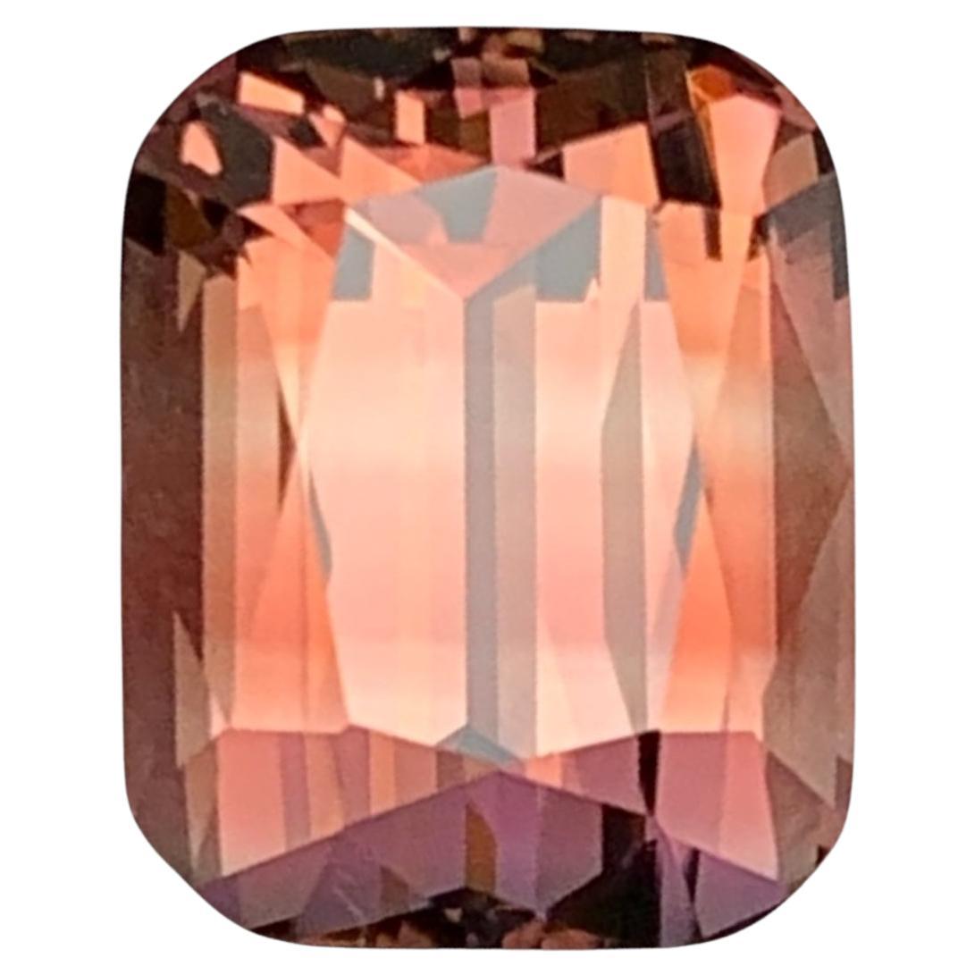 Peachy Pink Zoned Natural Tourmaline Ring Loose Gemstone 6.95 Carat Cushion Cut