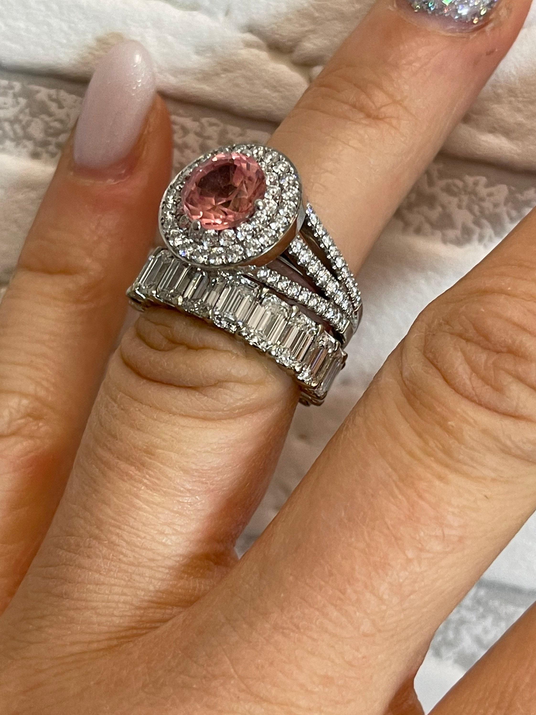 Anello con zaffiro e diamante in oro bianco 18KT RARO anello di fidanzamento reale di lusso In condizioni Nuovo in vendita a Boca Raton, FL