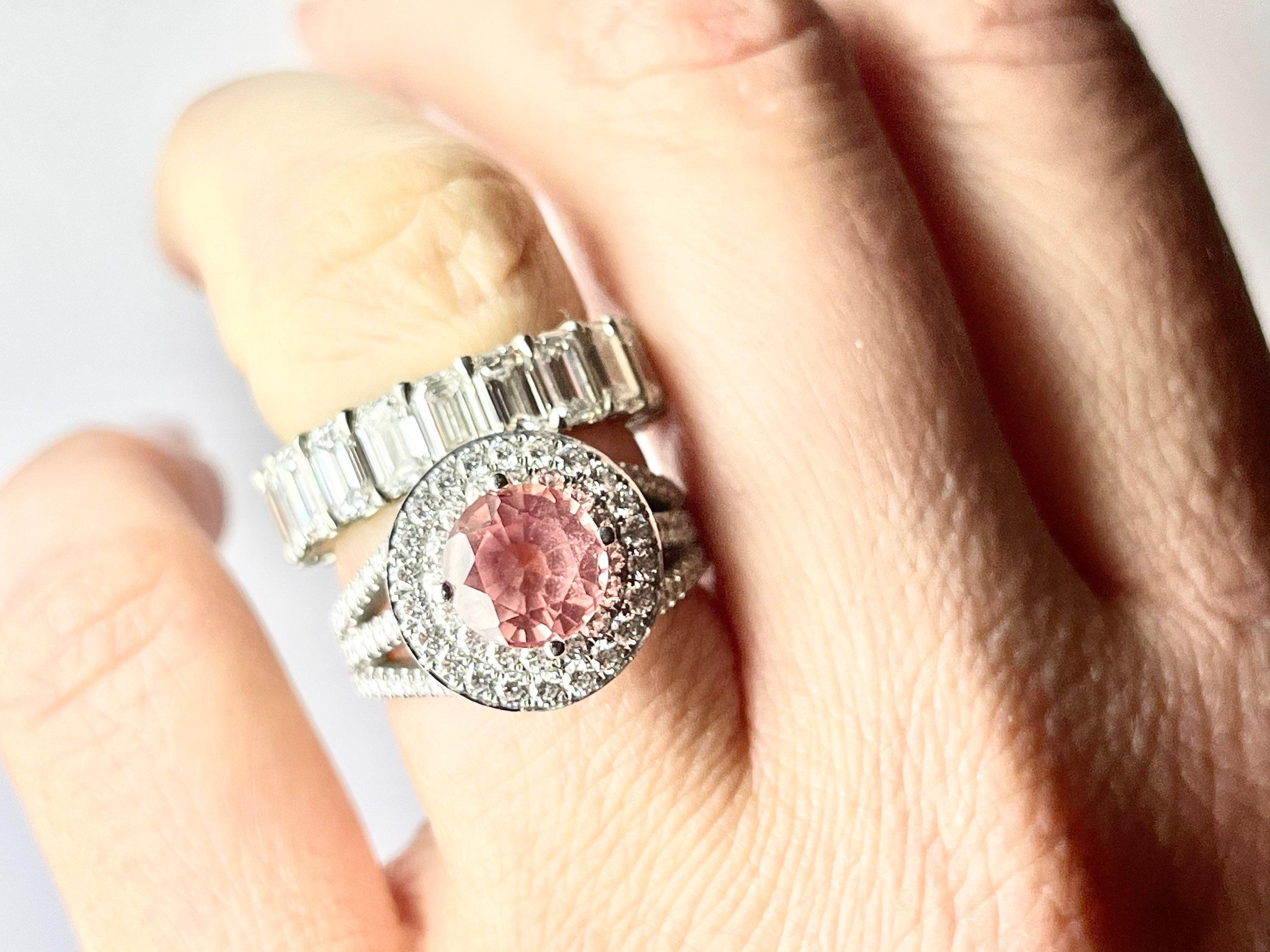 da uomo o donna Anello con zaffiro e diamante in oro bianco 18KT RARO anello di fidanzamento reale di lusso in vendita