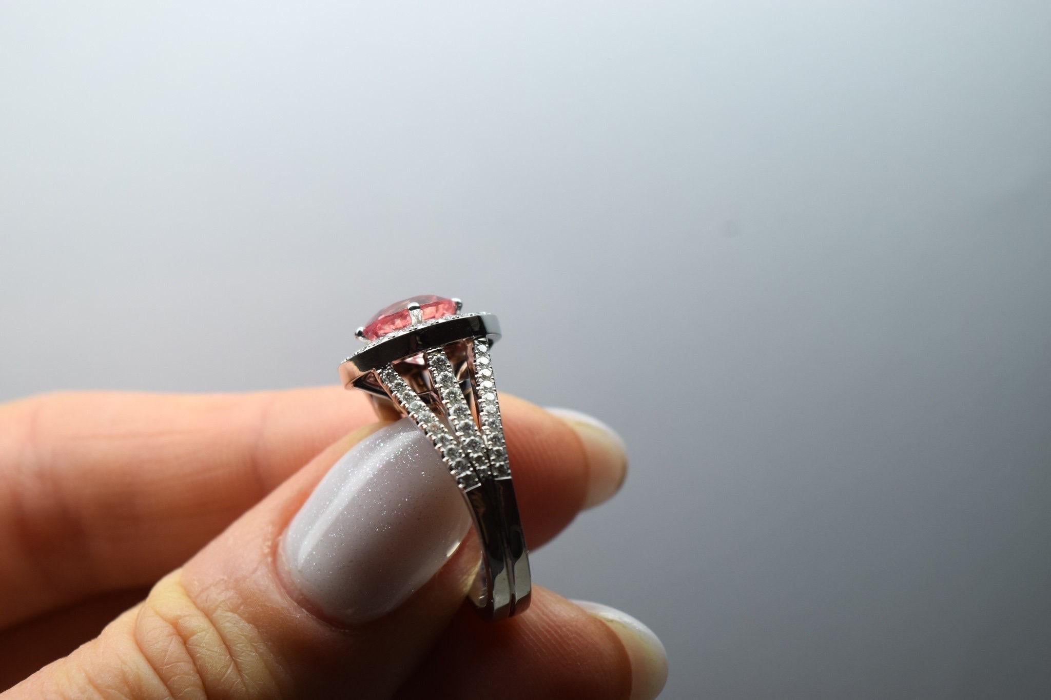 Anello con zaffiro e diamante in oro bianco 18KT RARO anello di fidanzamento reale di lusso in vendita 4