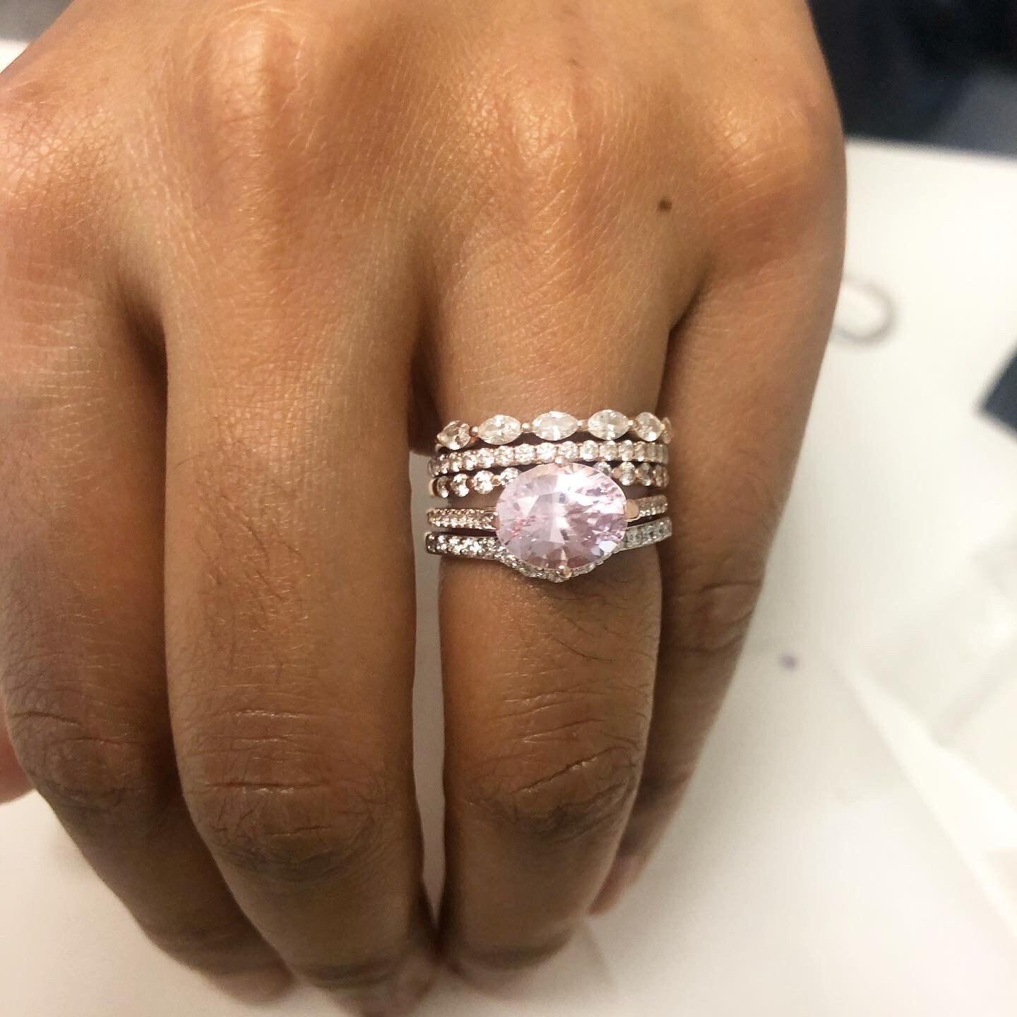 Oval Cut Peachy sapphire engagement ring 18KT rose gold oval engagement ring For Sale