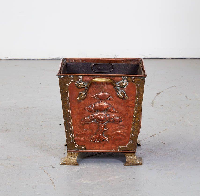 Late 19th Century Peacock and Cypress Kindling Bin For Sale